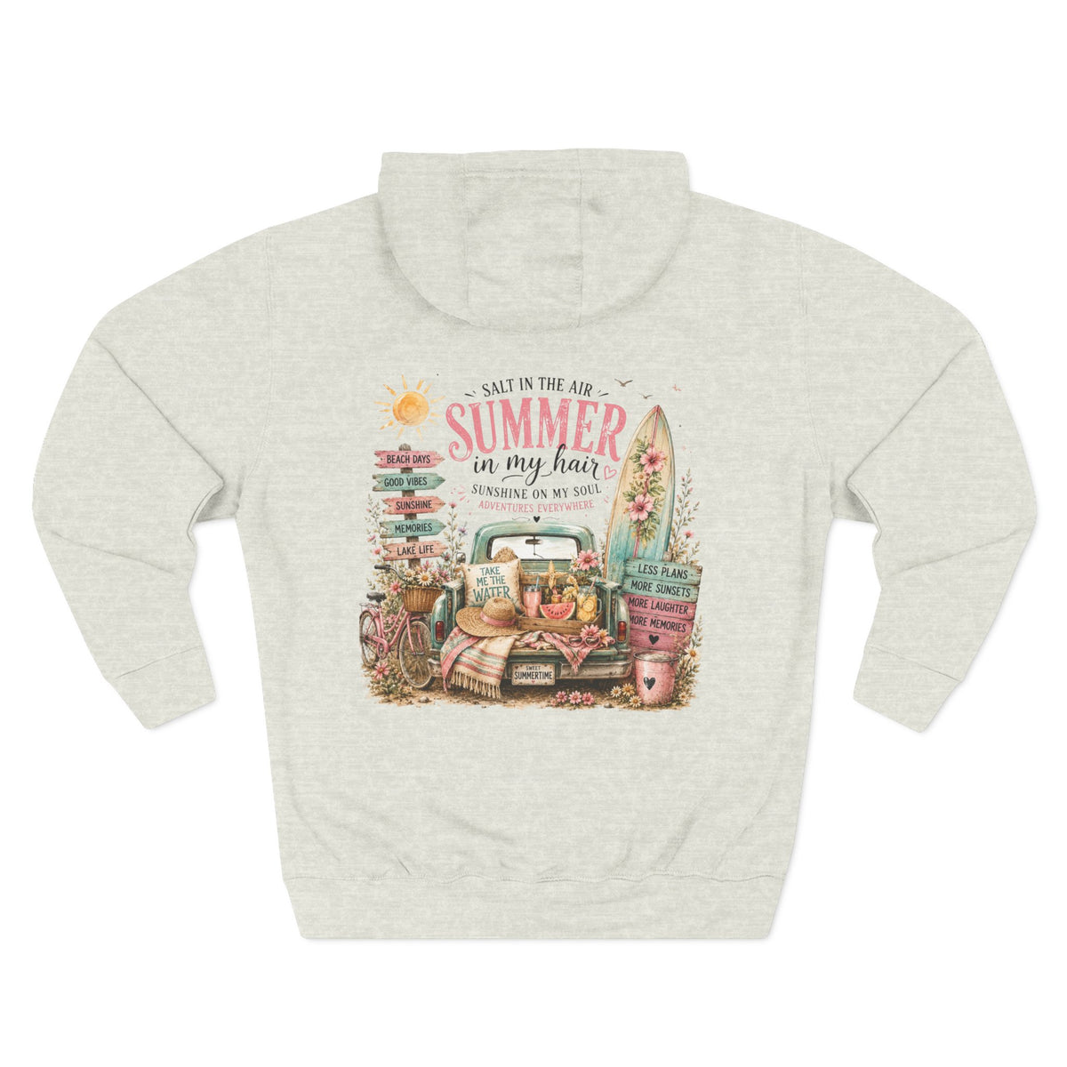 Salt in the Air Summer In my Hair - Women's Pull Over Hoodie