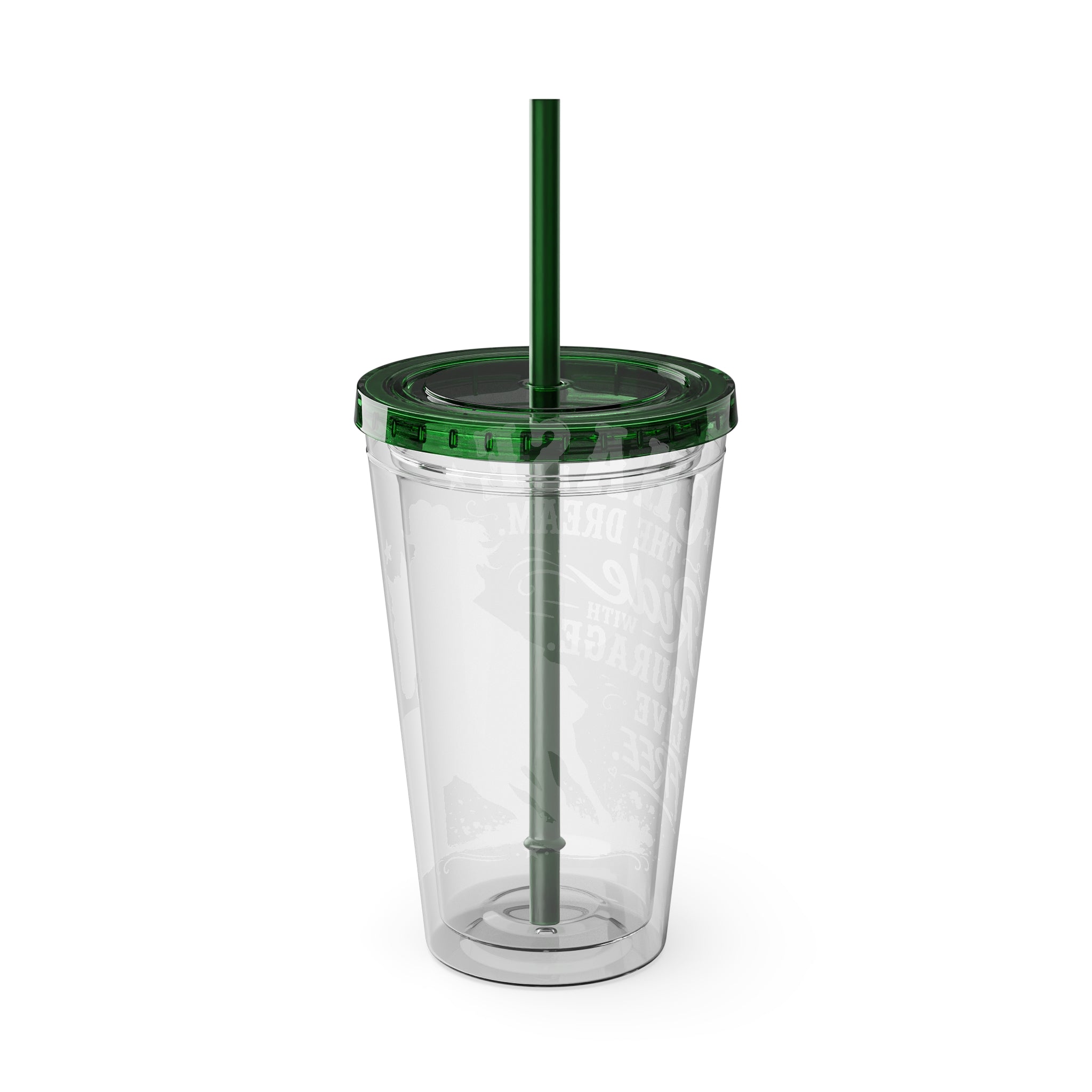Inspirational Horse Tumbler with Straw — "Chase the Dream, Ride with Courage" 16oz