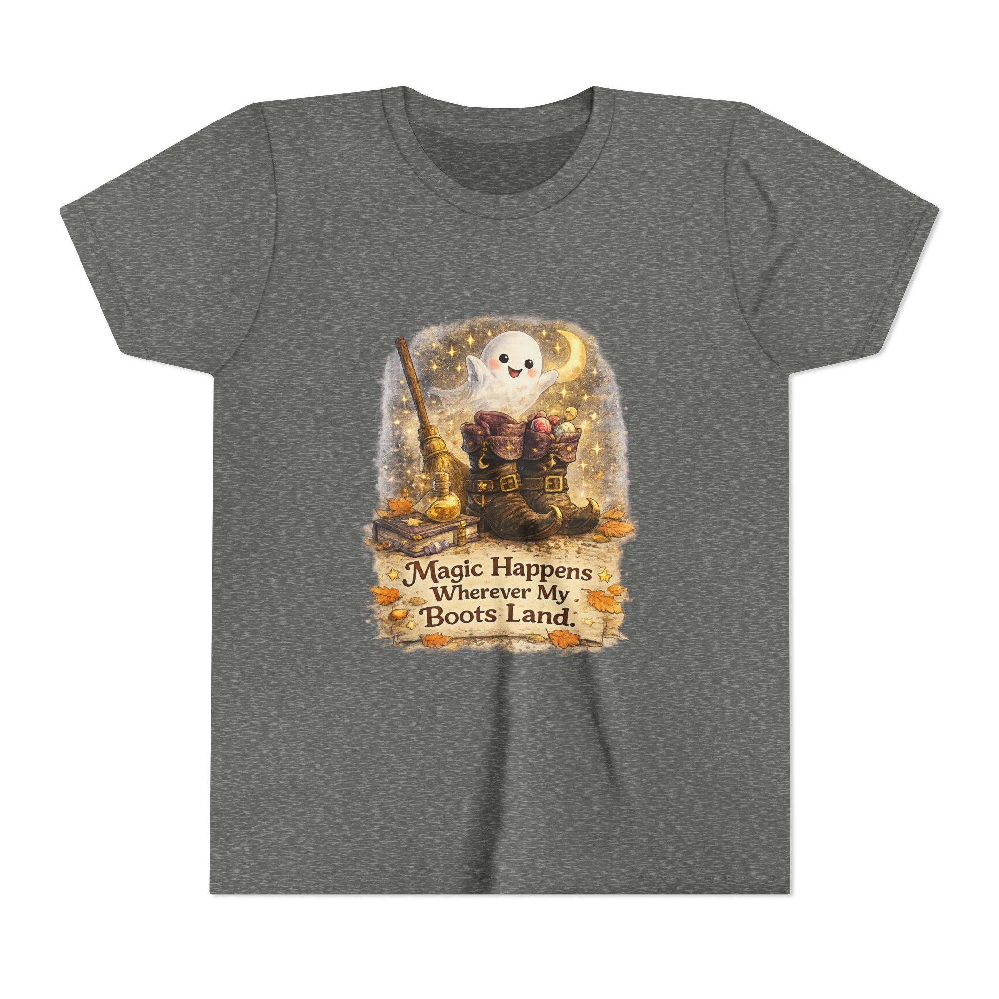 "Magic Happens Wherever My Boots Land" Ghost & Boots Graphic — Youth Tee
