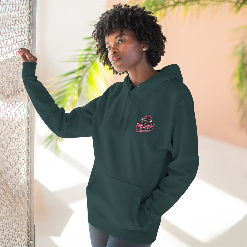 Let's Get Naked Jeep (design on front and back) Three-Panel Fleece Hoodie