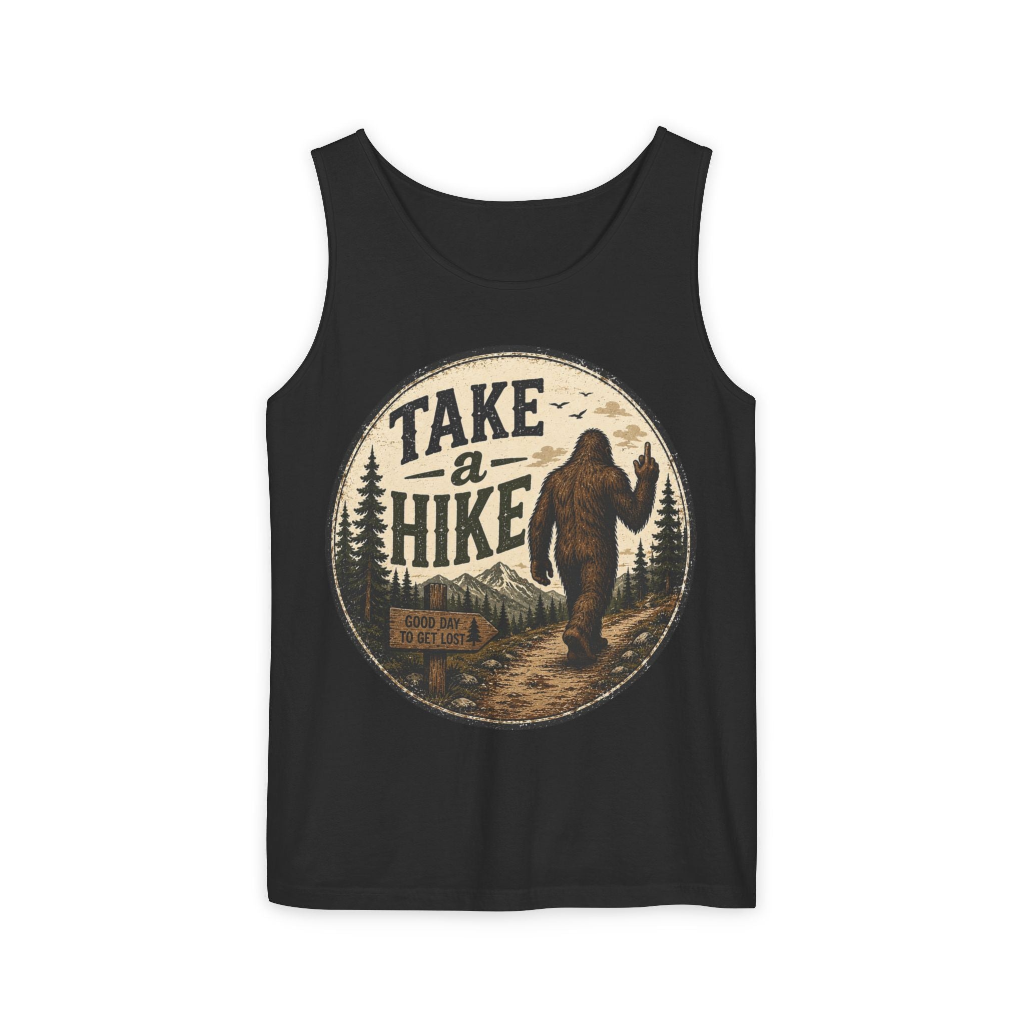 Take a Hike Tank Top — Vintage Bigfoot Hiking Graphic Tank