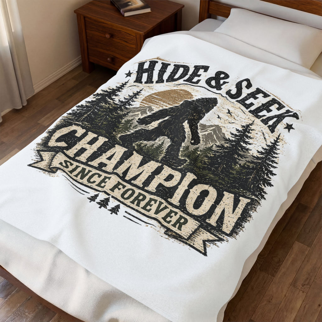 Hide & Seek Champion Since Forever Bigfoot Velveteen Plush Blanket