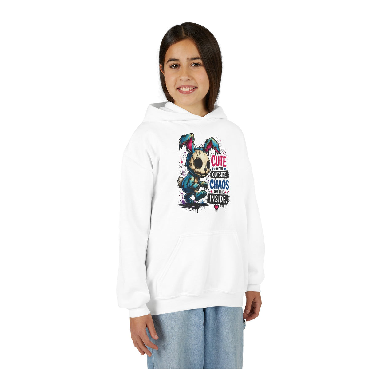 Cute on the Outside Choas on the Inside Youth Heavy Blend Hooded Sweatshirt