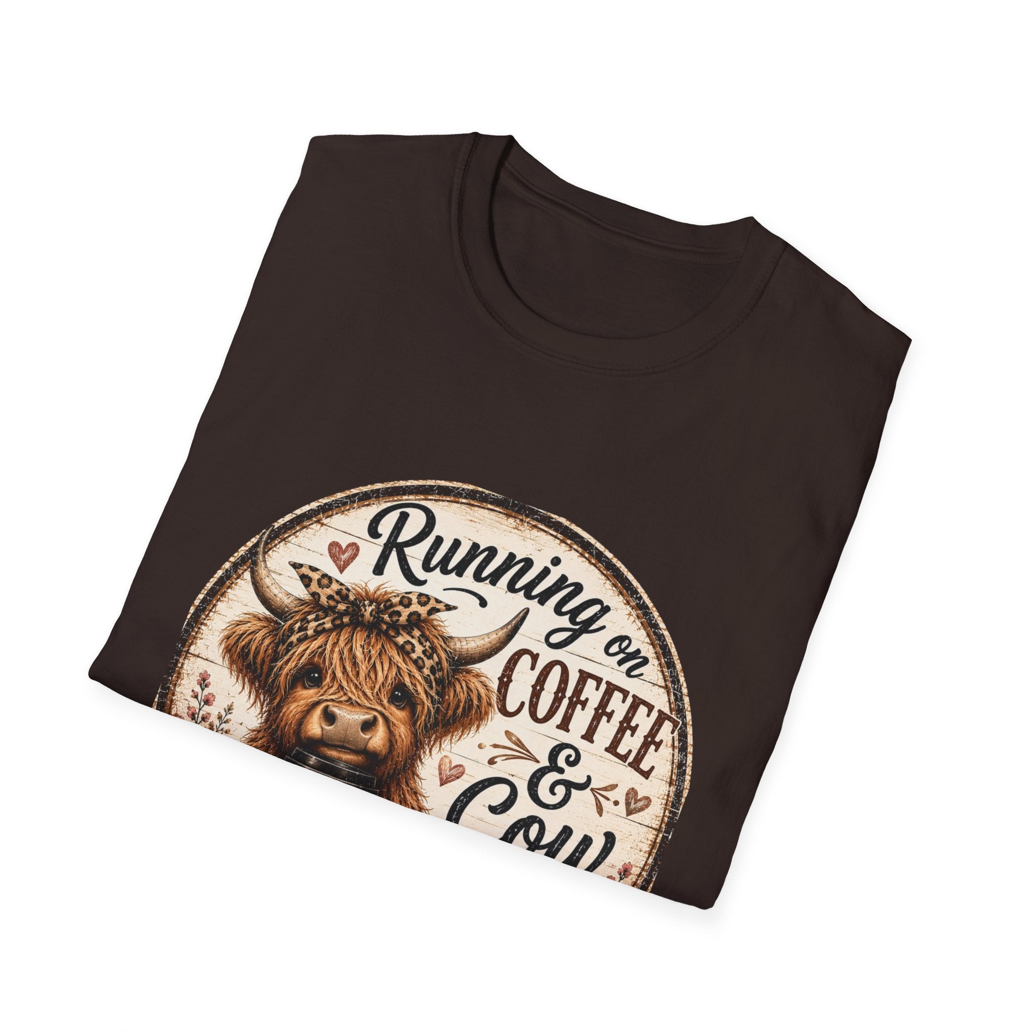 Running on Coffee & Cow Kisses - Unisex Softstyle T-Shirt