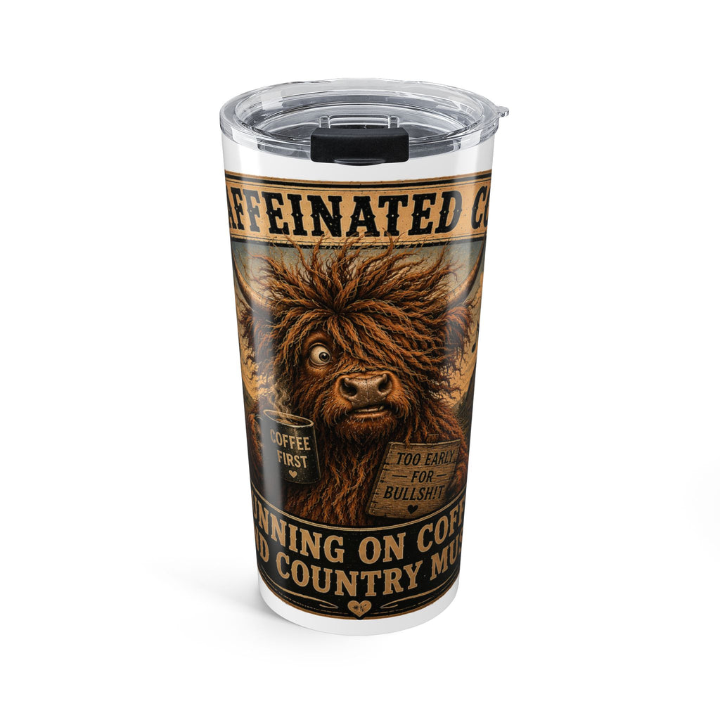Running On Coffee & Country Music Highland Cow Tumbler 20oz