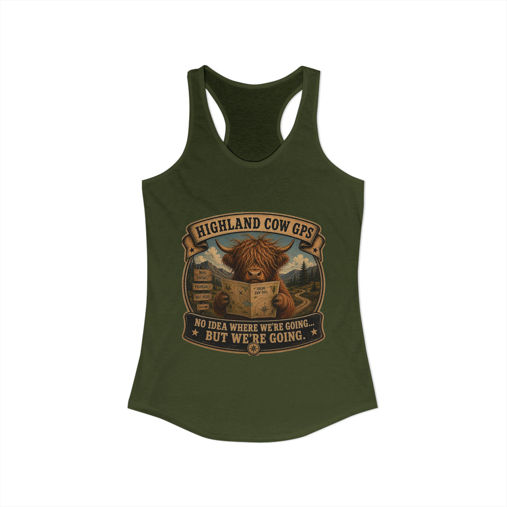 Highland Cow GPS Women's Ideal Racerback Tank