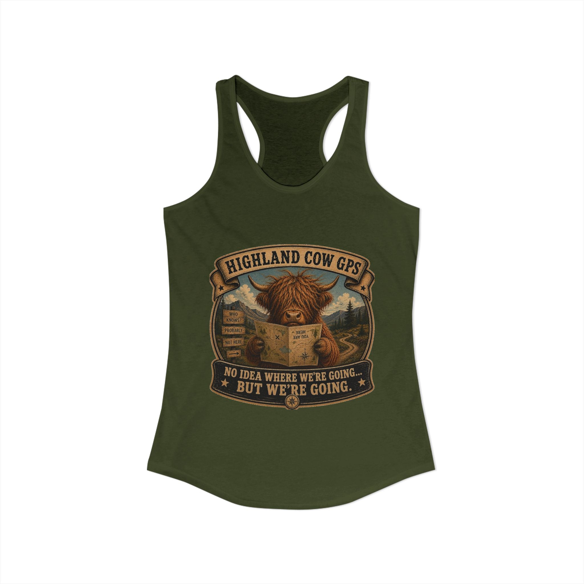 Highland Cow GPS Women's Ideal Racerback Tank