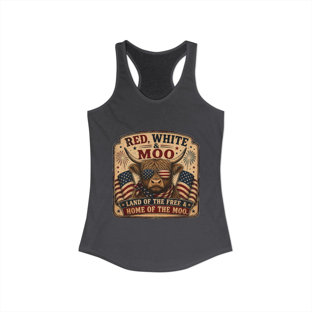 Red, White, & Moo Women's Ideal Racerback Tank