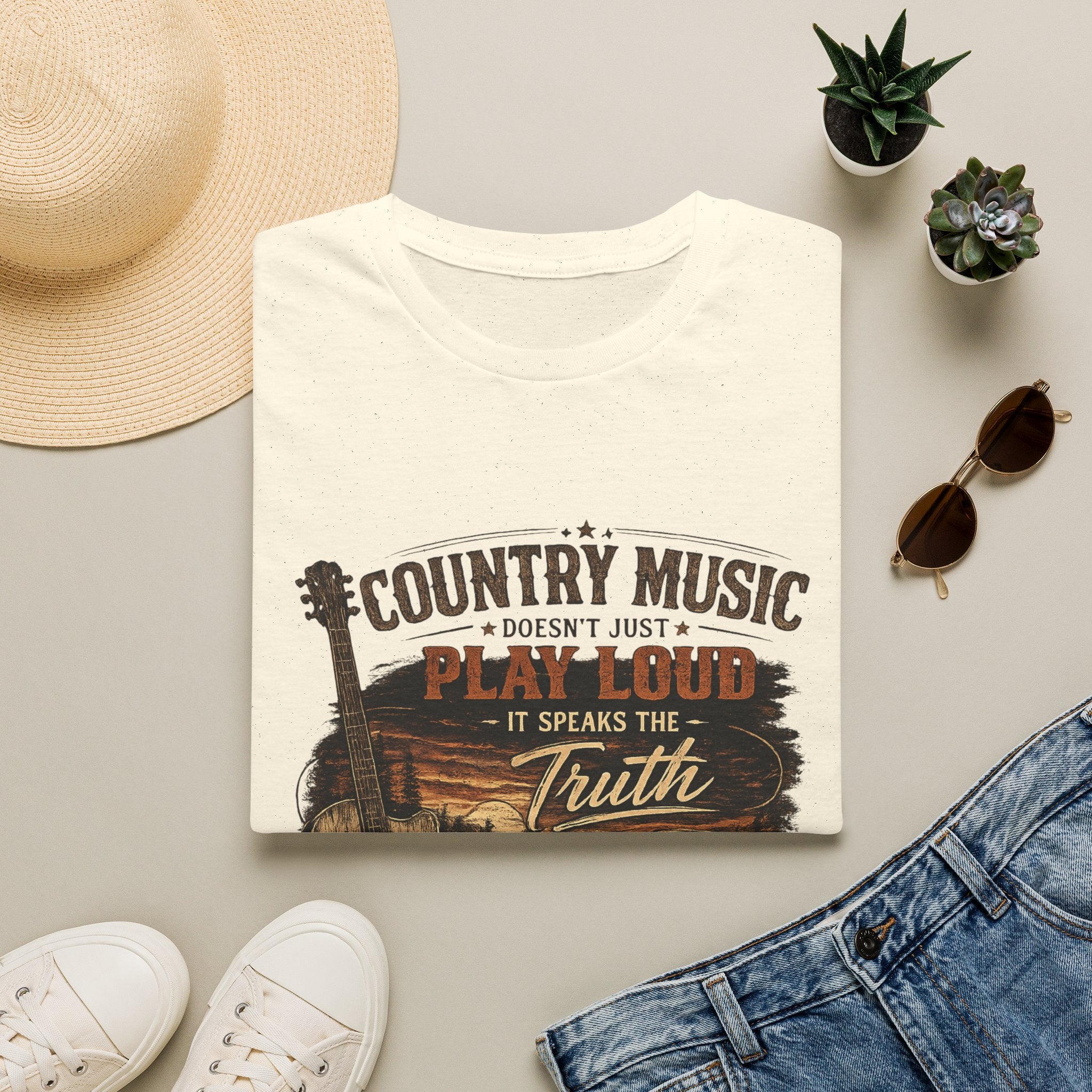 "Country Music Doesn't Just Play Loud, It Speaks the Truth" Graphic Tee — Country Music T-Shirt