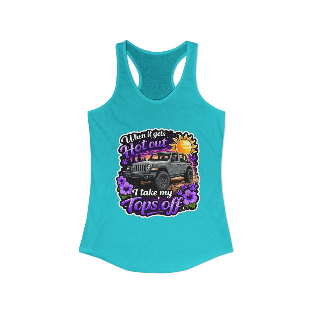 When It Gets Hot I Take My Tops Off (Purple) Women's Ideal Racerback Tank