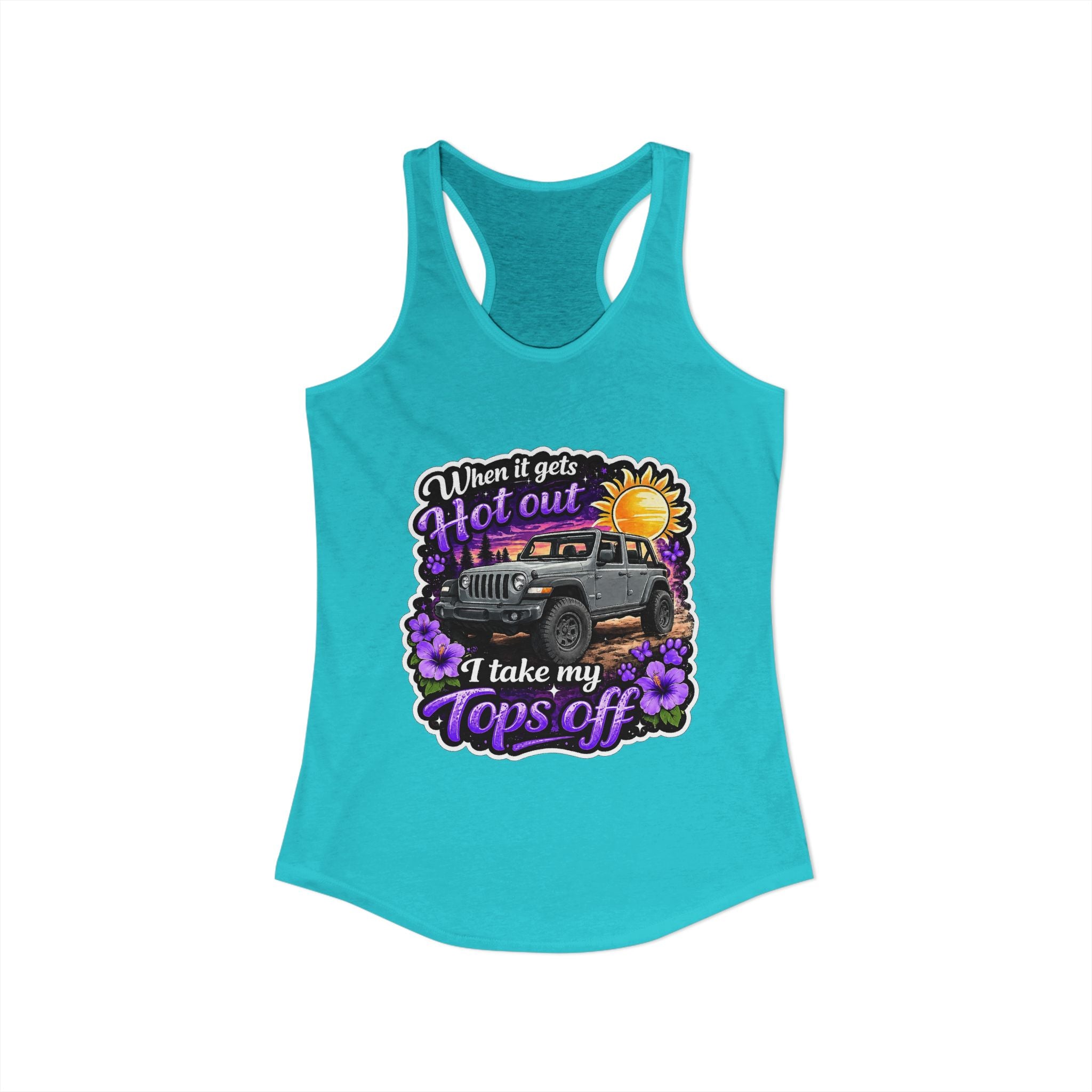 When It Gets Hot I Take My Tops Off (Purple) Women's Ideal Racerback Tank