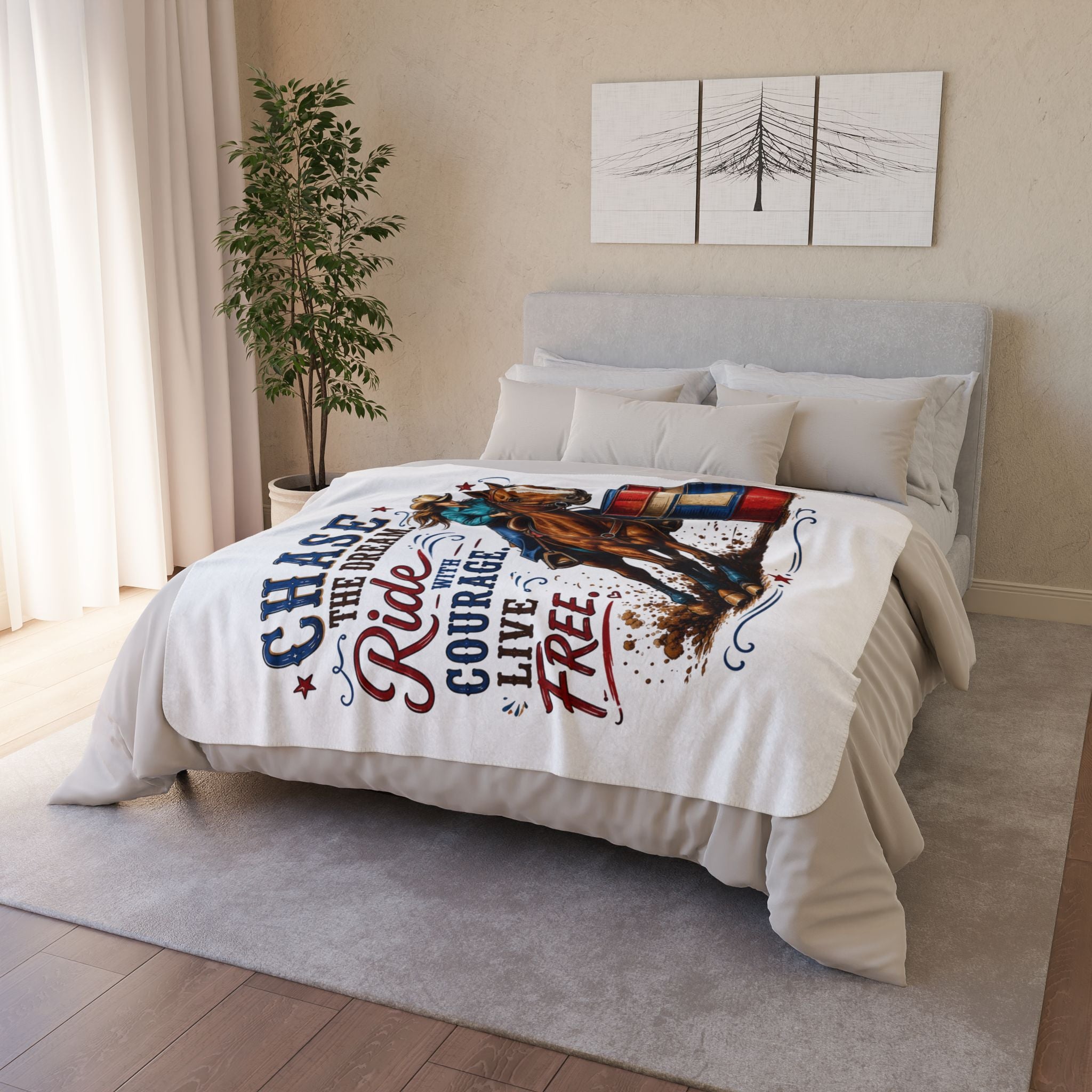 Chase the Dream Horse Fleece Sherpa Blanket