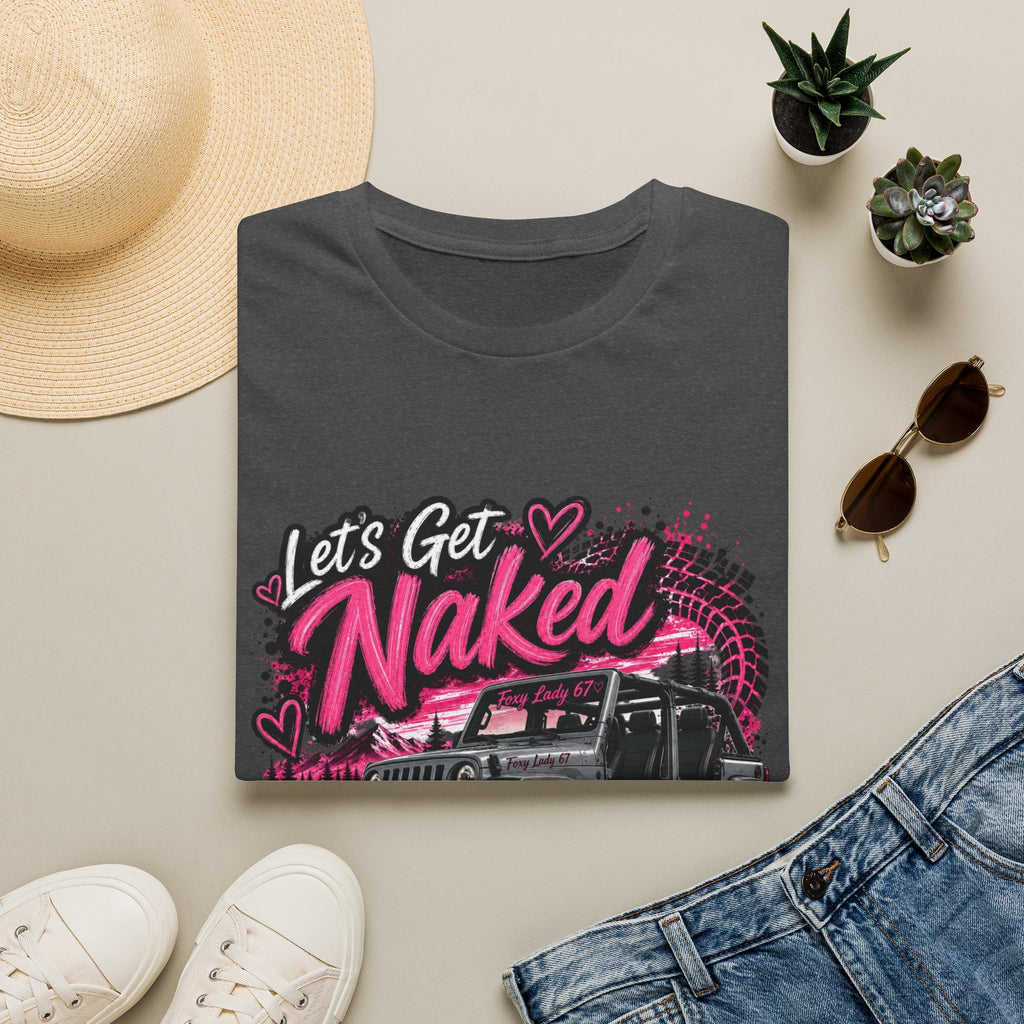 Jeep 'Let's Get Naked' Graphic T-Shirt — (Pink) Funny Off-Roading Top