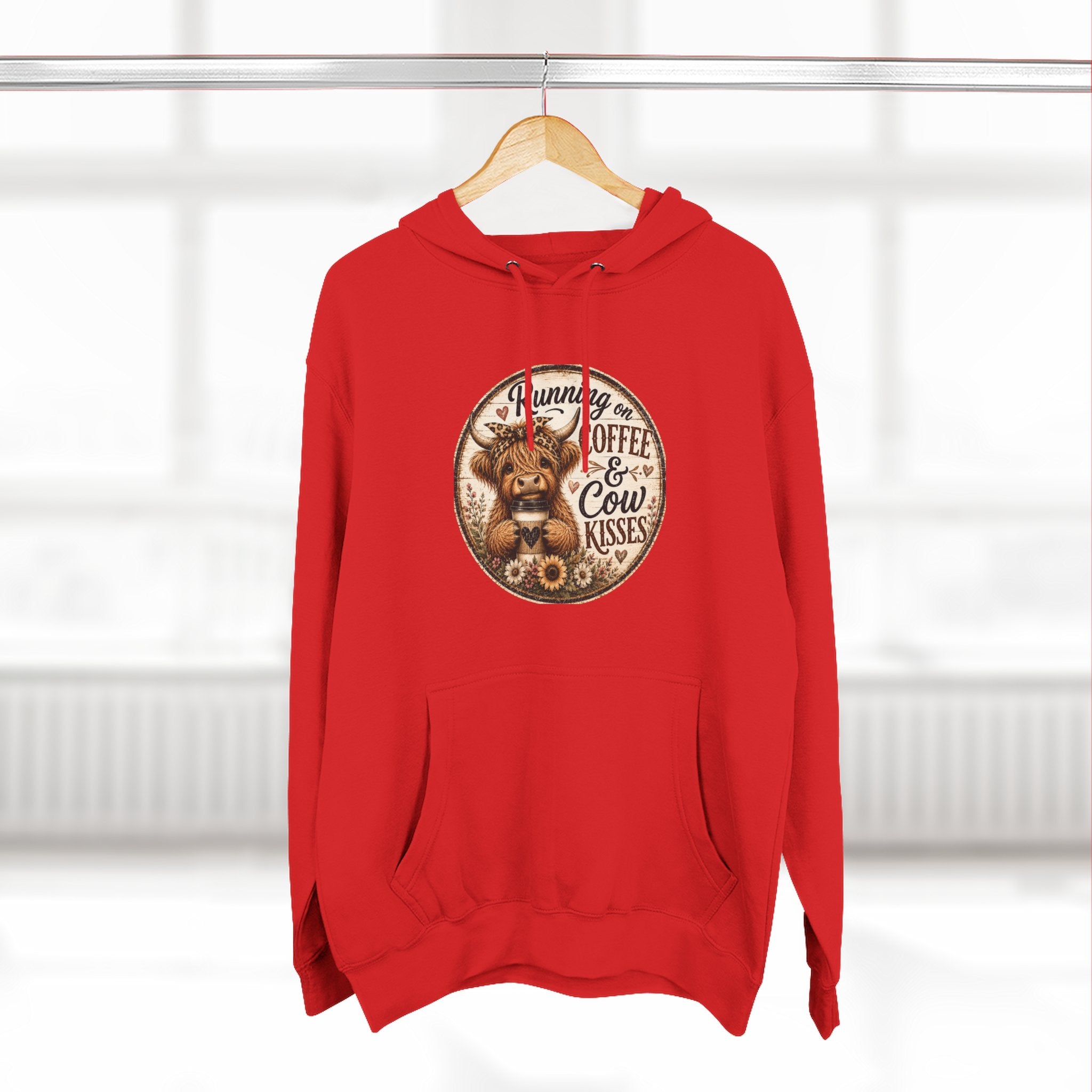 Running on Coffee & Cow Kisses Three-Panel Fleece Hoodie