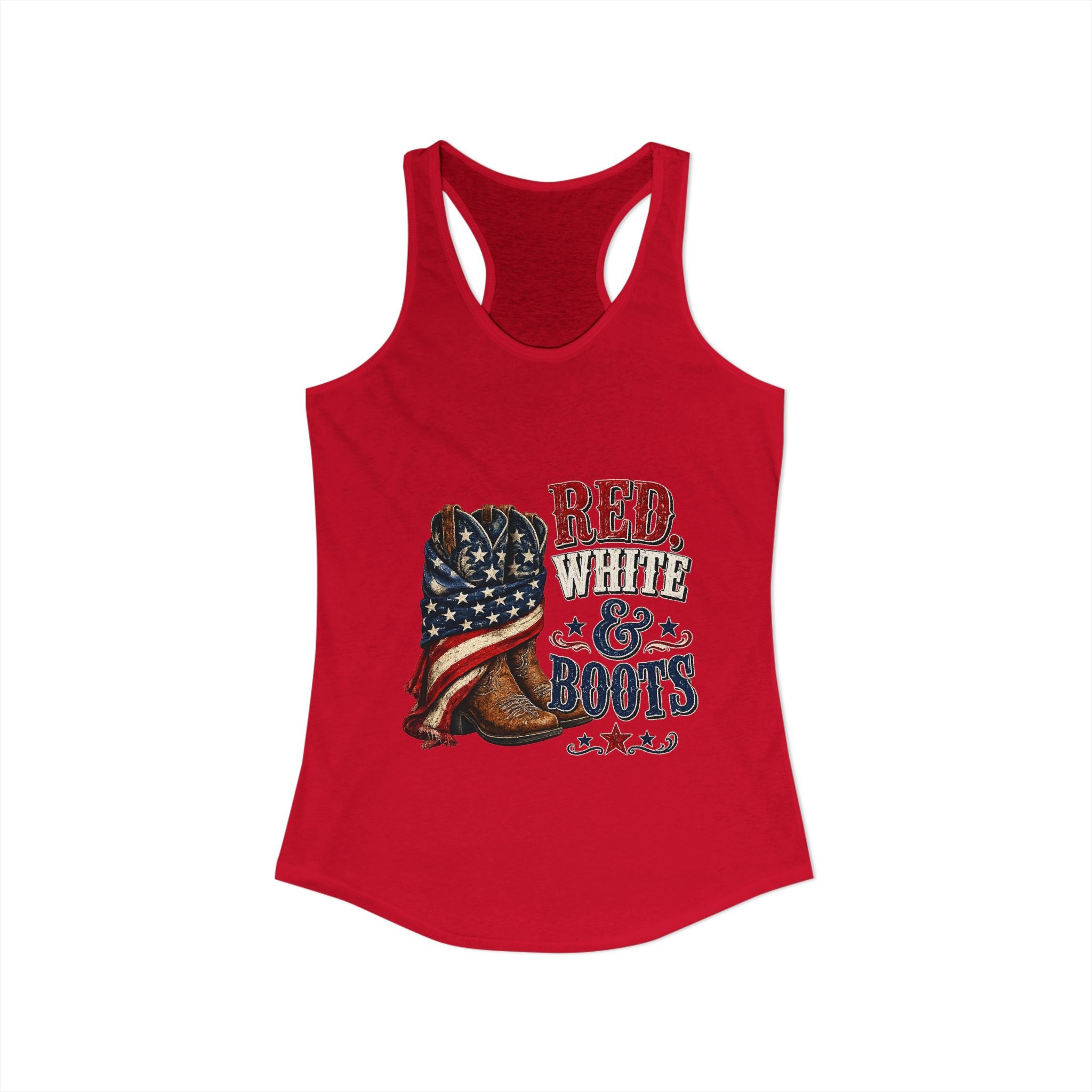 Red, White, & Boots Women's Ideal Racerback Tank