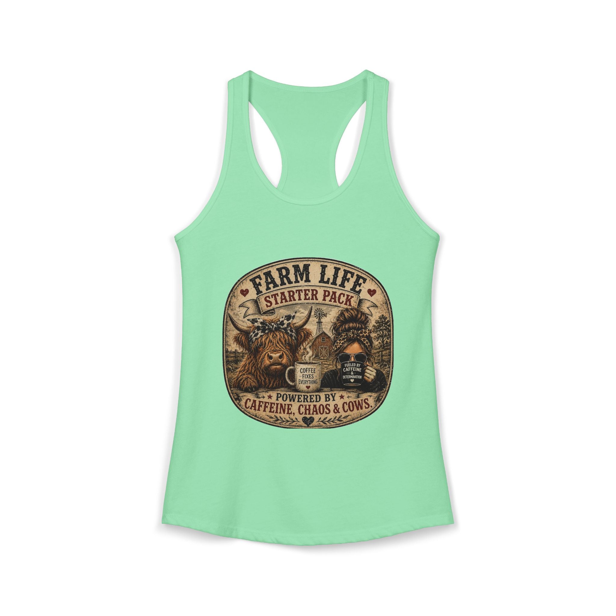 Farm Life Highland Cow Women's Ideal Racerback Tank
