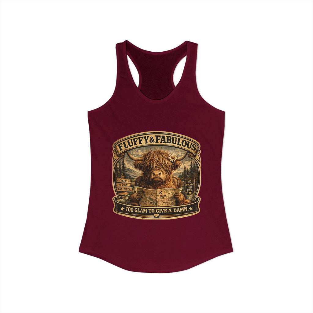 Fluffy & Fabulous Highland Cow Women's Ideal Racerback Tank