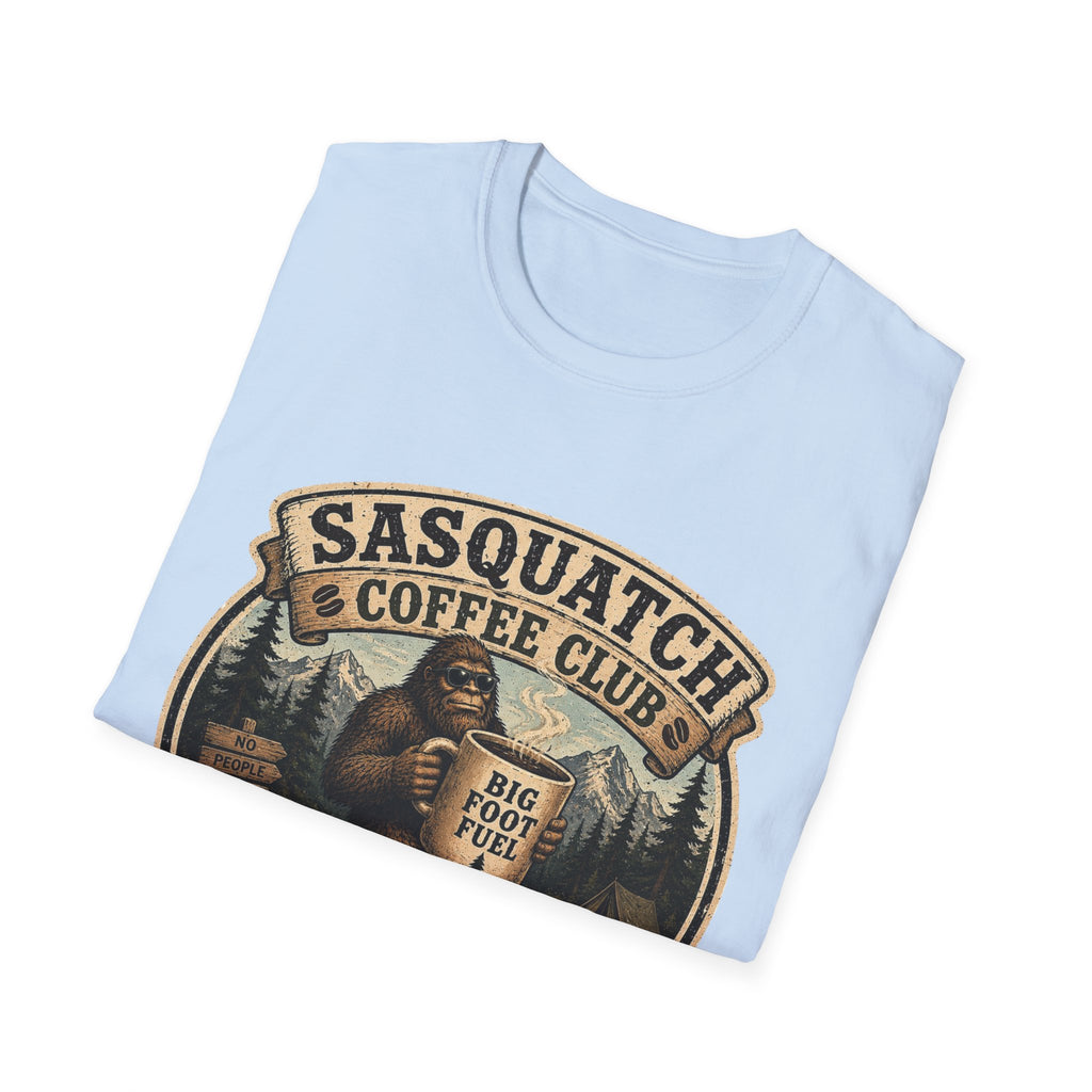 Sasquatch Coffee Club T-Shirt — "Running on Caffeine and Bad Decisions"