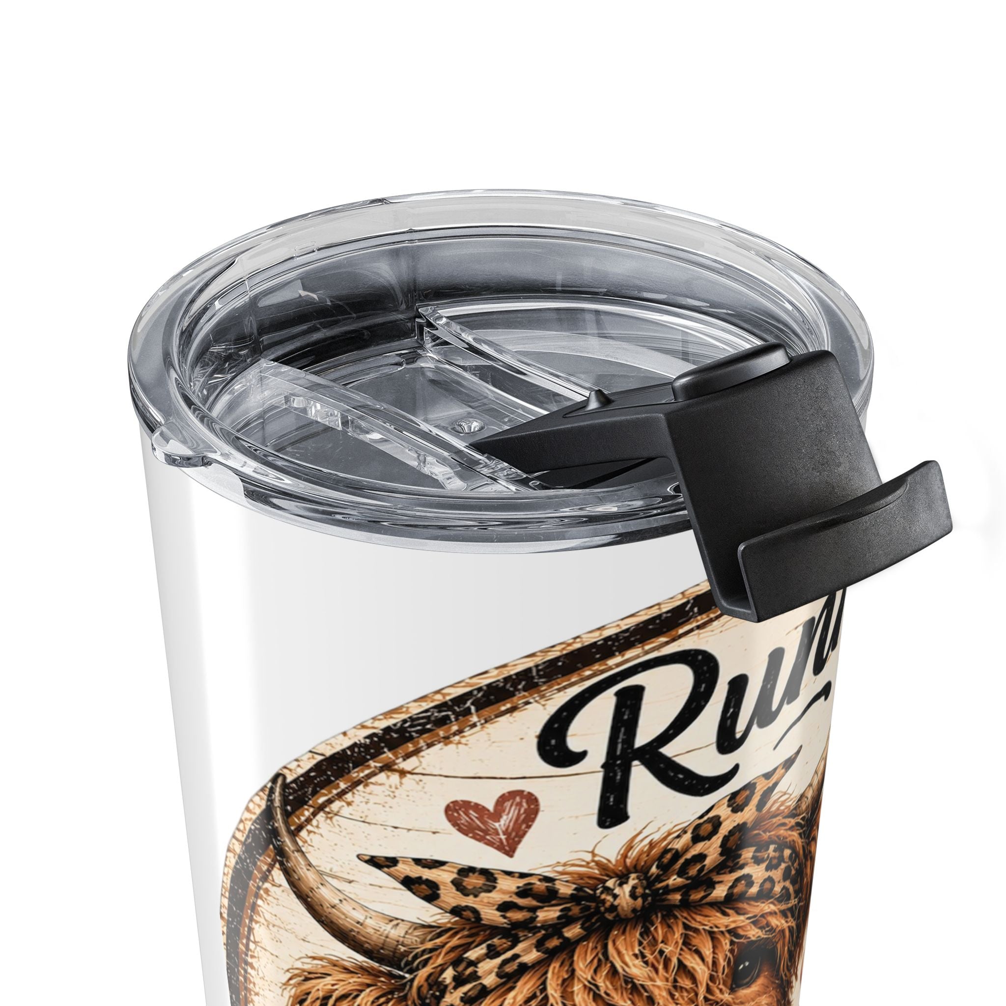 Running on Coffee & Cow Kisses Highland Cow Tumbler 20oz