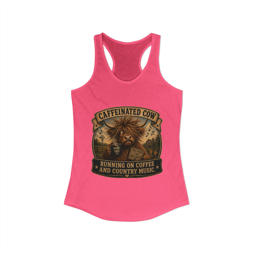 Caffeinated Cow Women's Ideal Racerback Tank
