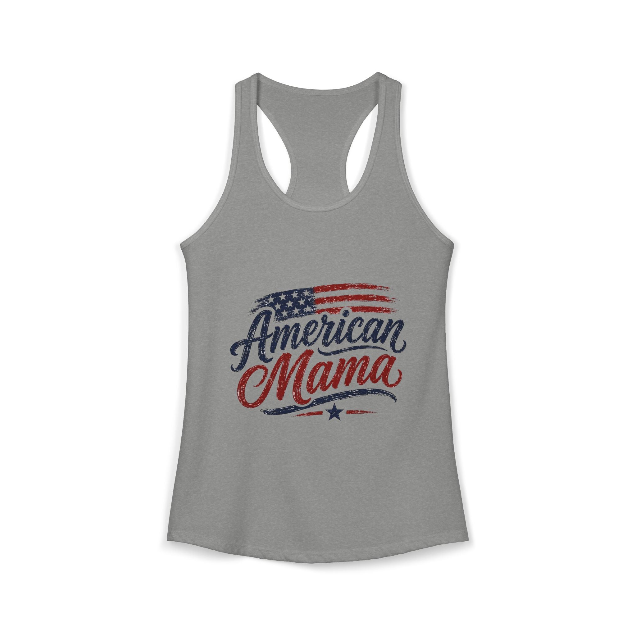 American Mama Women's Ideal Racerback Tank — Patriotic Flag Mom Racerback Tankfor Mother’s Day & 4th of July