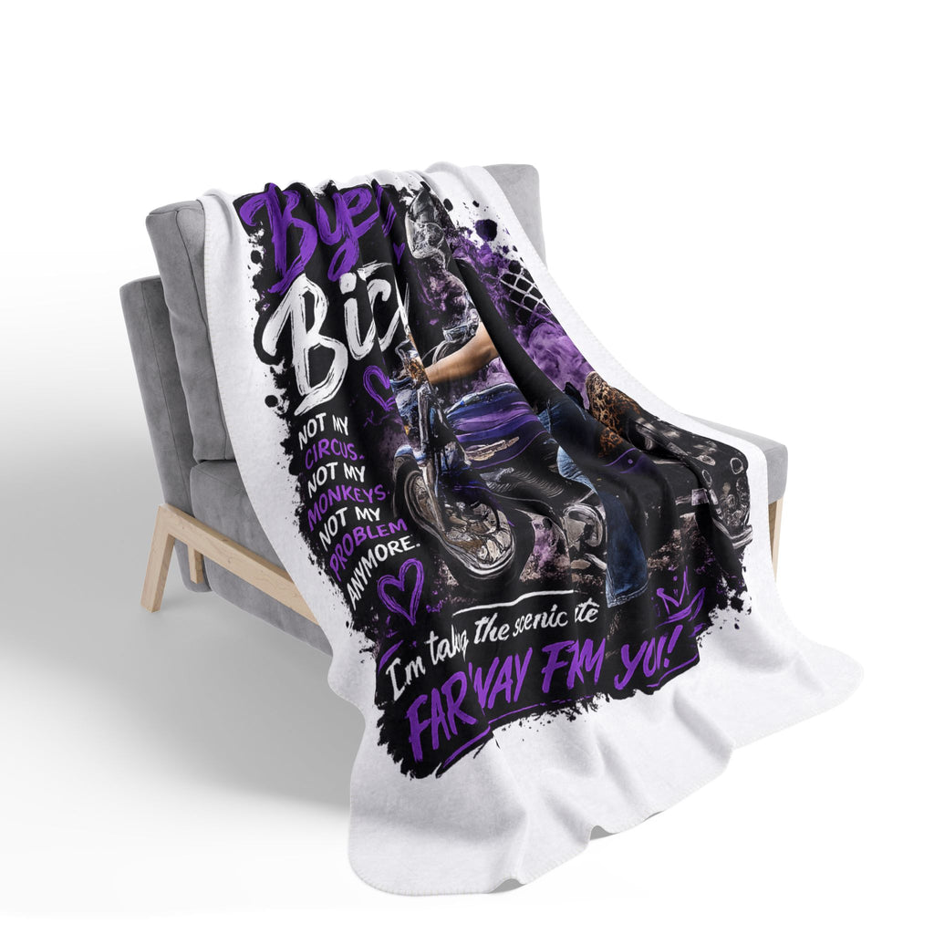 Bye Bitch Motorcycle Fleece Sherpa Blanket – Purple Rider Gifts