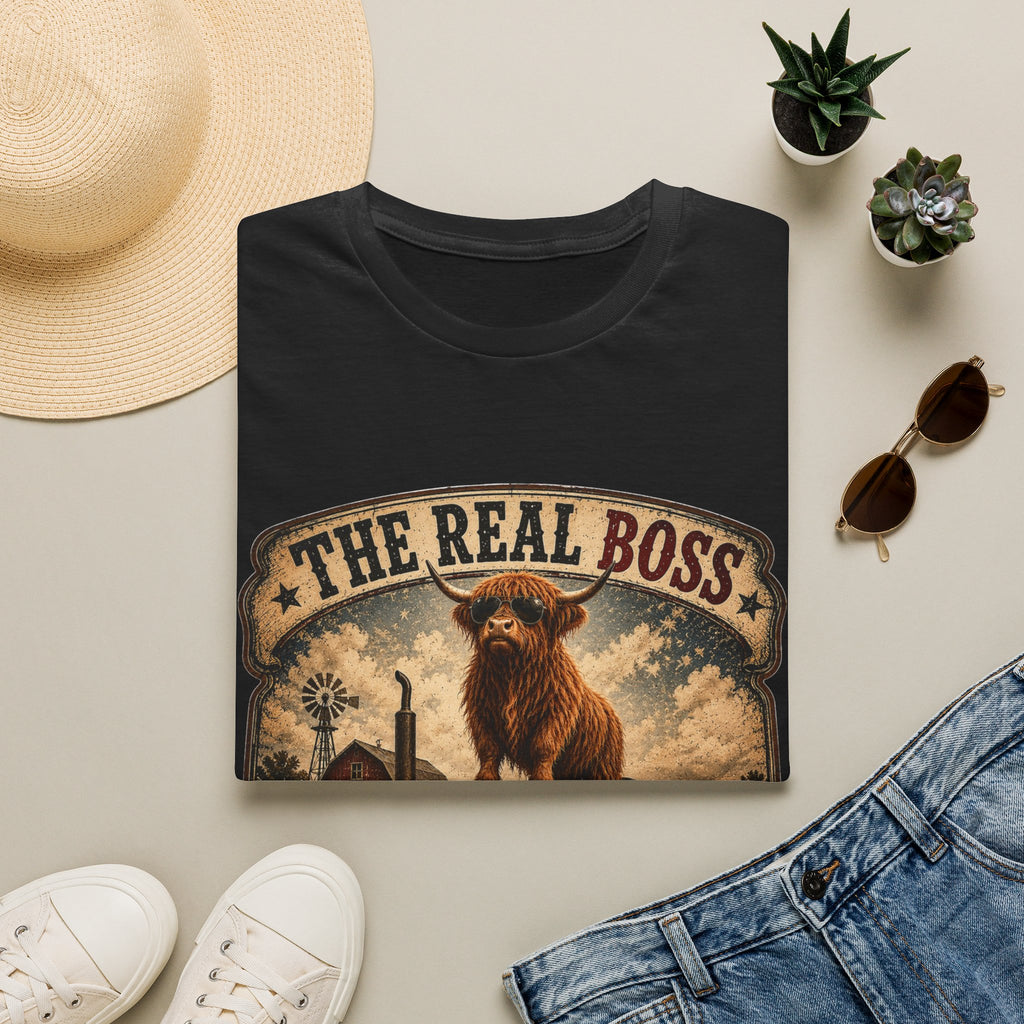 The Real Boss Highland Cow Unisex Softstyle T-Shirt