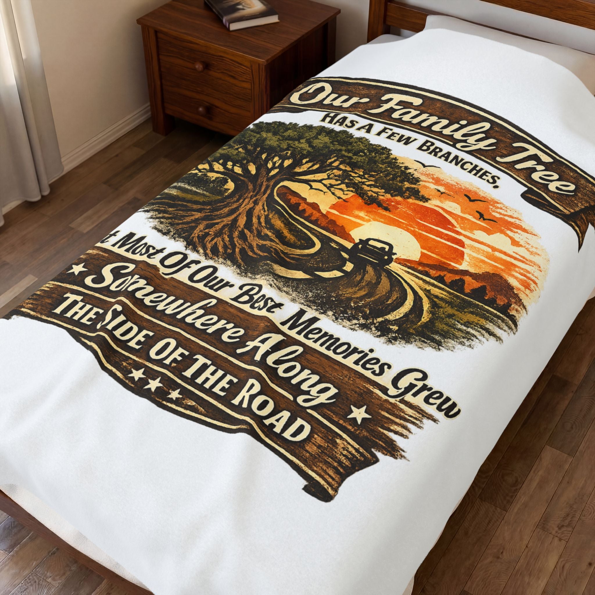 "Our Family Tree Has A Few Branches" Cozy Throw — Family Road Trip Velveteen Blanket