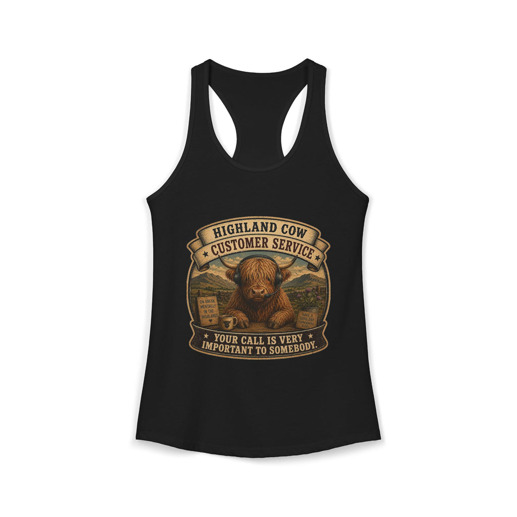 Highland Cow Customer Service Women's Ideal Racerback Tank