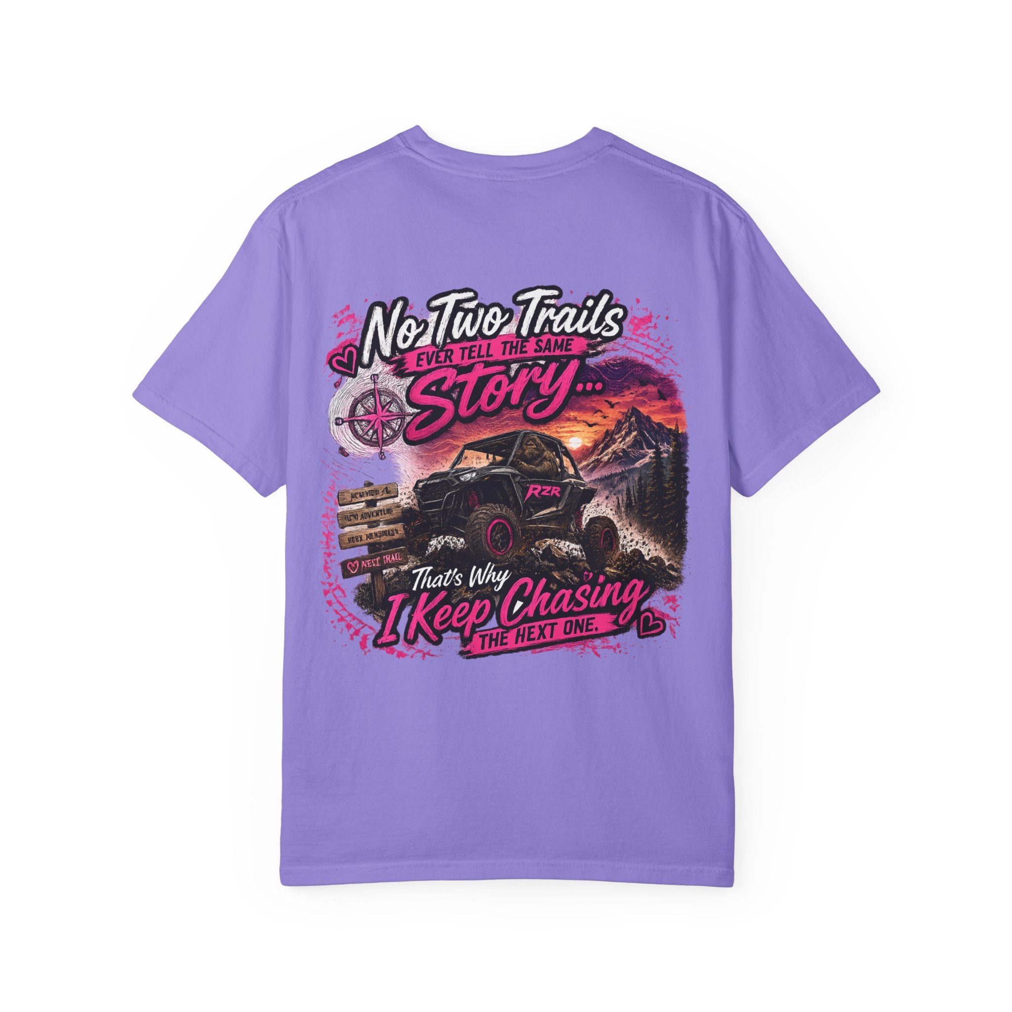 Off-Road Adventure T-Shirt — “No Two Trails Ever Tell the Same Story” Mountain Jeep Graphic
