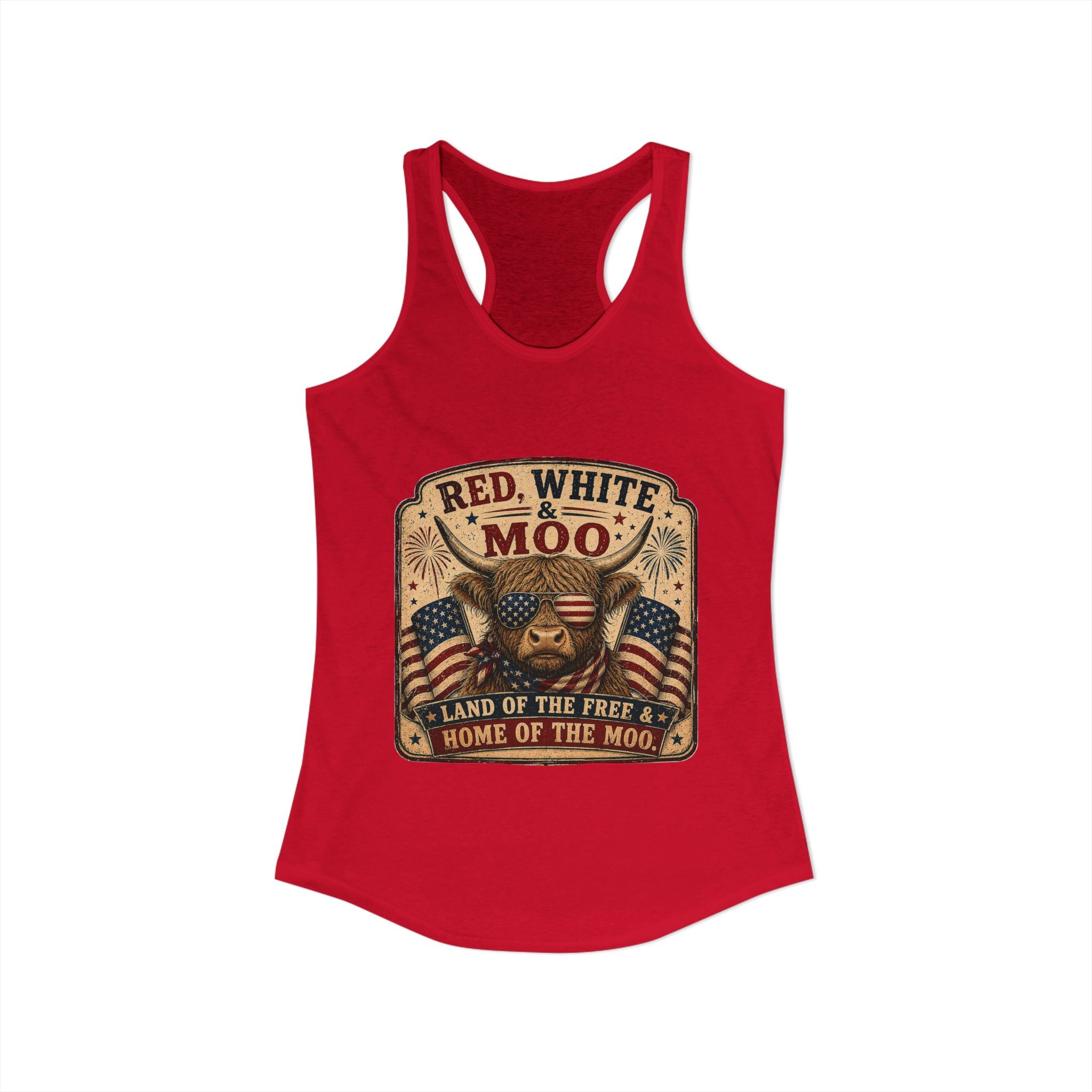 Red, White, & Moo Women's Ideal Racerback Tank