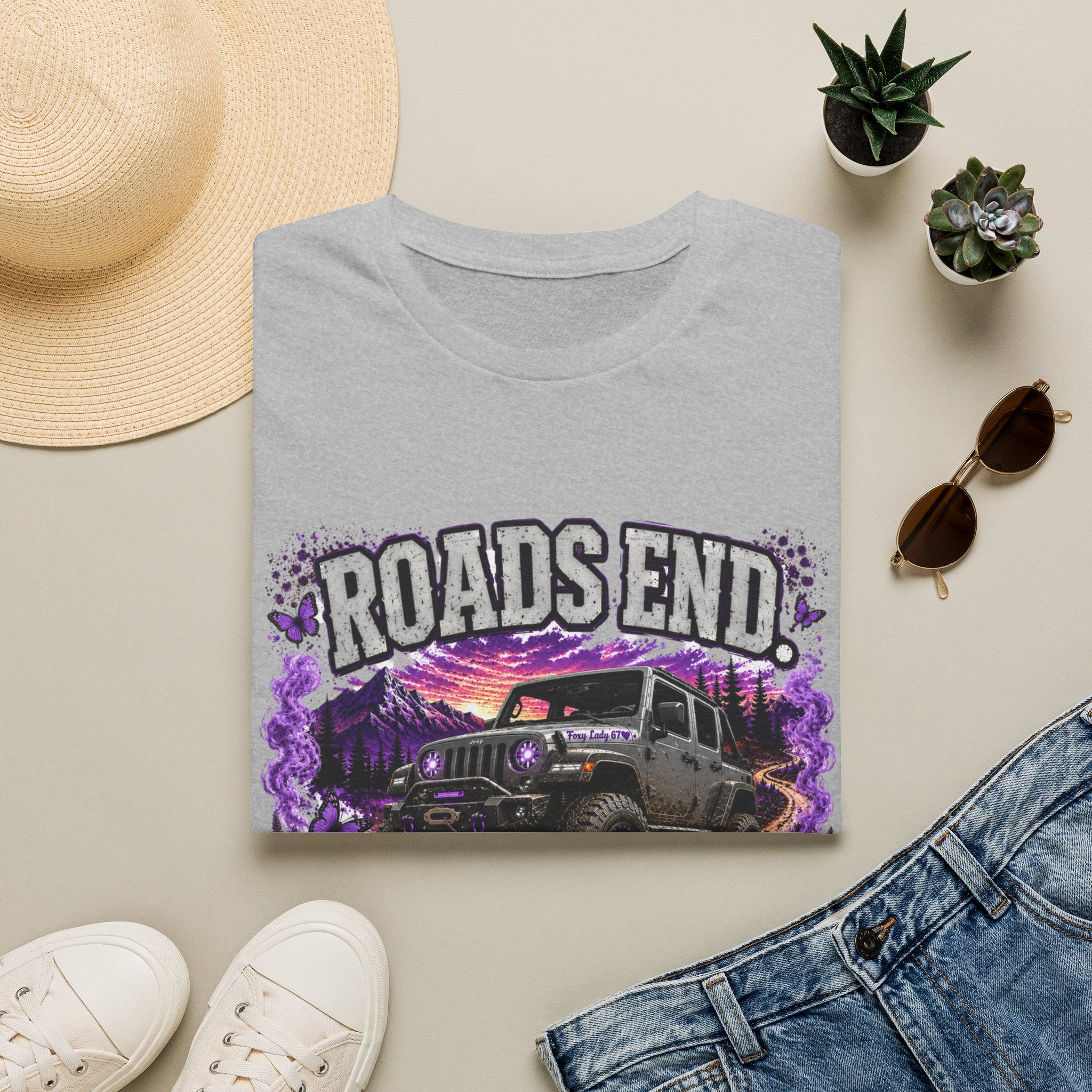 Roads End Jeep (Purple) Unisex Softstyle T-Shirt