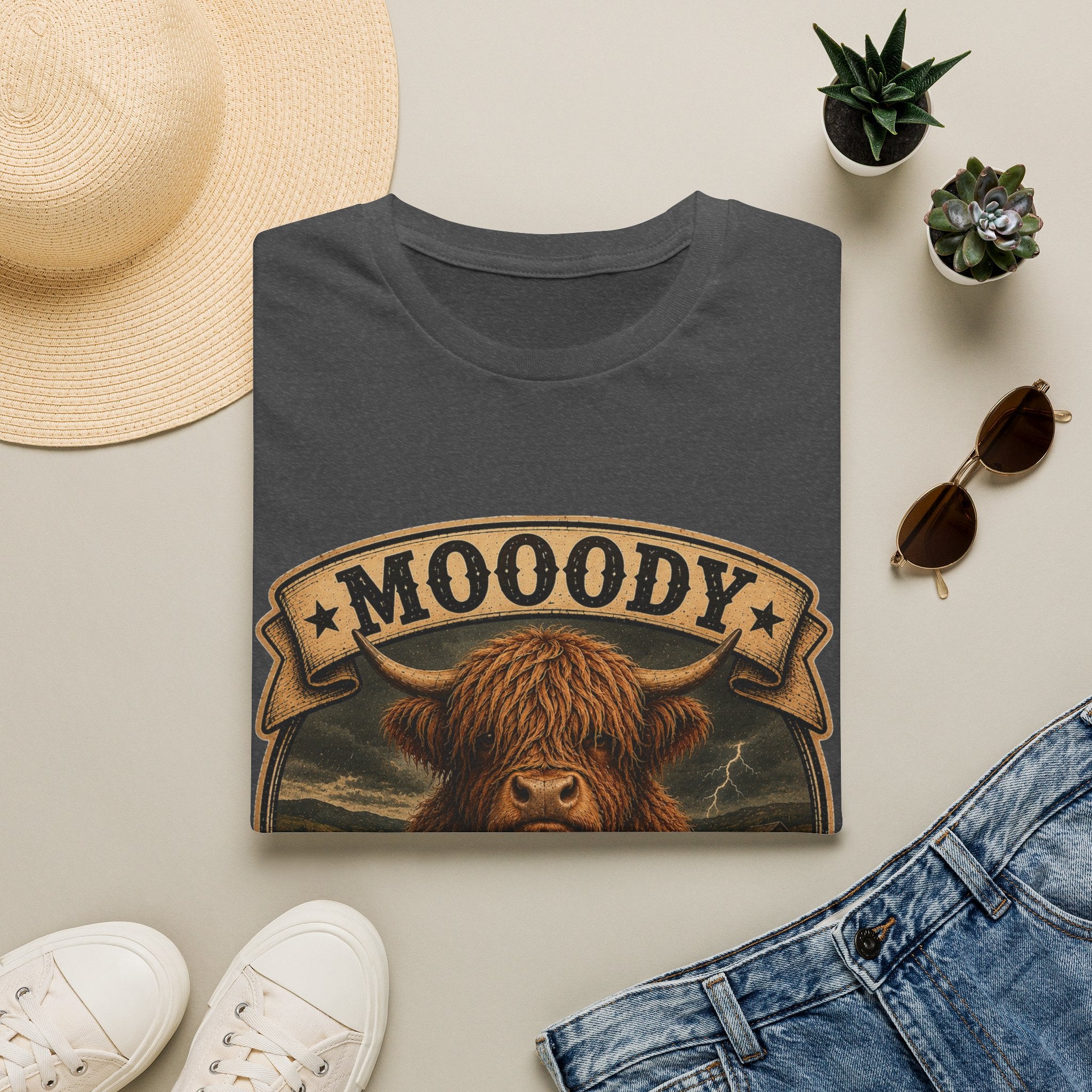 Moody Today's Forecast Highland Cow Unisex Softstyle T-Shirt