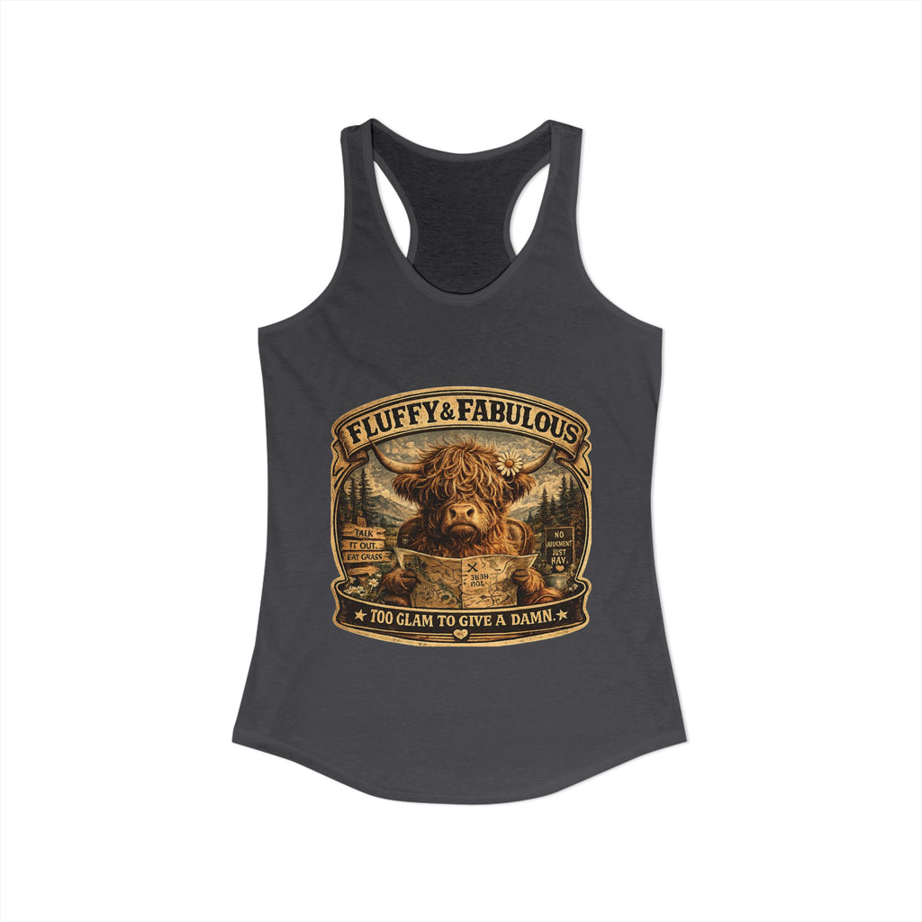 Fluffy & Fabulous Highland Cow Women's Ideal Racerback Tank