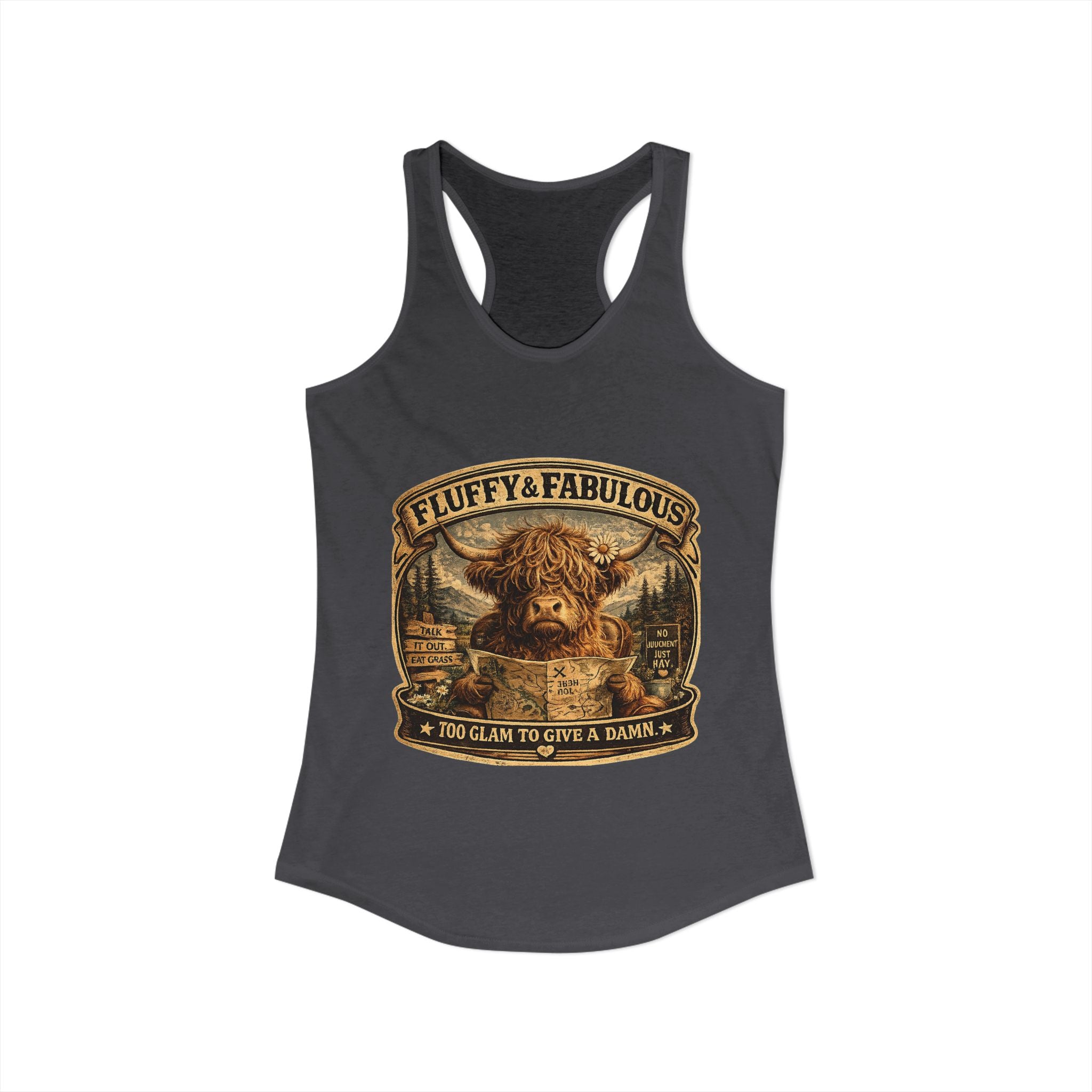 Fluffy & Fabulous Highland Cow Women's Ideal Racerback Tank