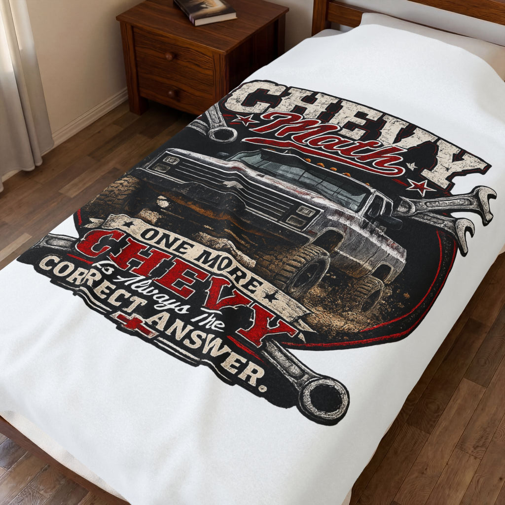 "One More Chevy" Off-Road Truck Throw – Chevy Math Velveteen Plush Blanket