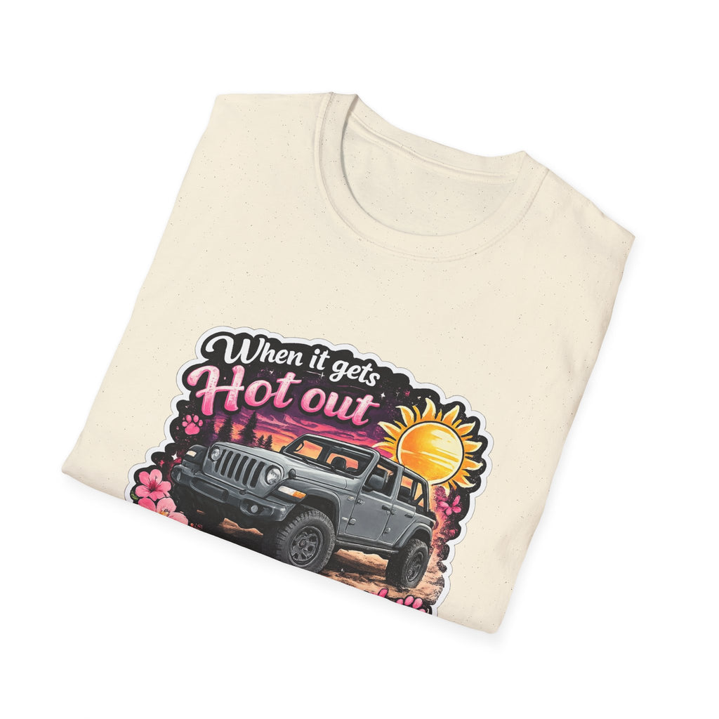 When It Gets Hot Out Jeep (Pink) Unisex Softstyle T-Shirt