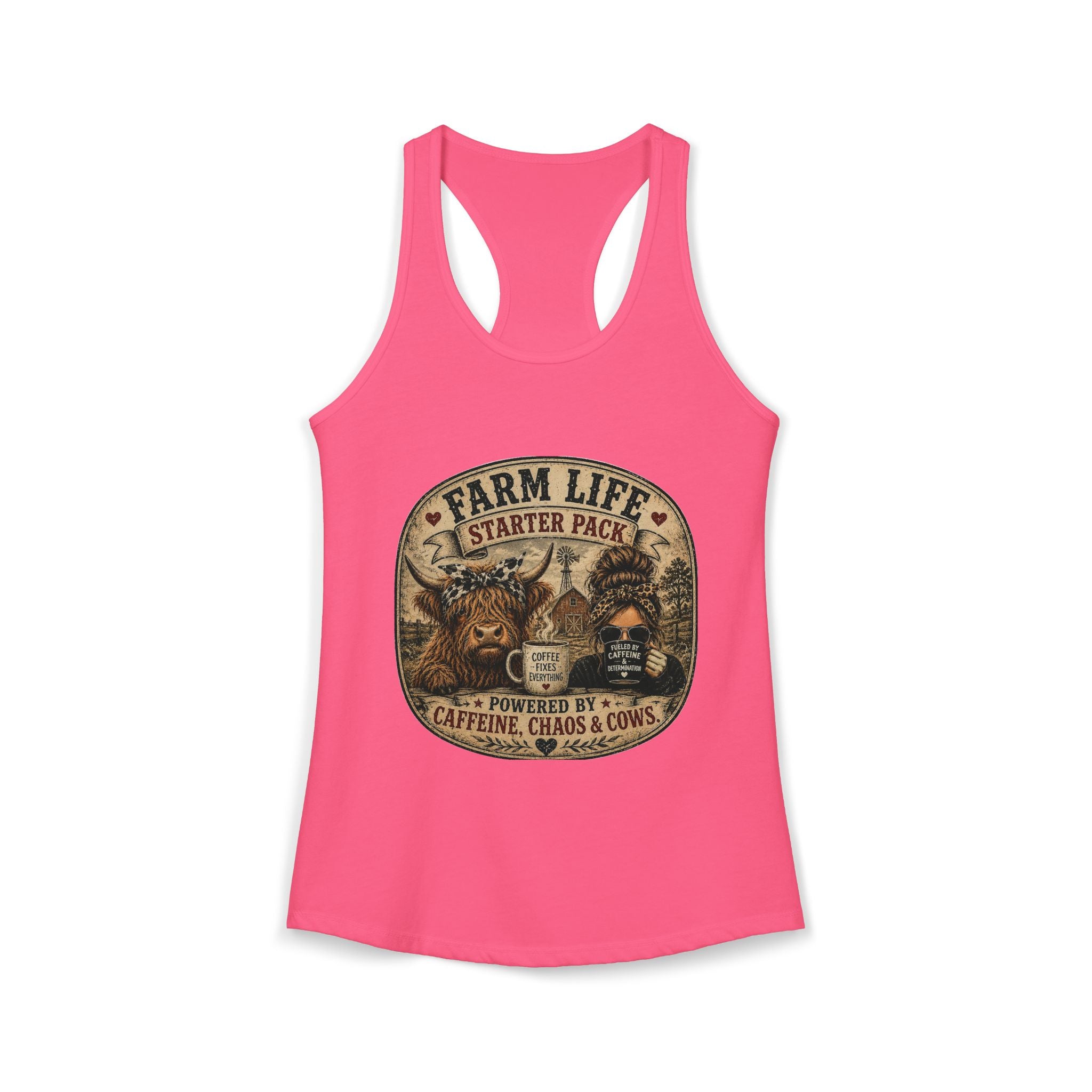 Farm Life Highland Cow Women's Ideal Racerback Tank