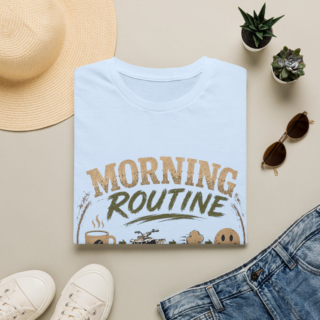 Morning Routine T-Shirt — “Coffee. ATV. Repeat.” Outdoor Adventure Graphic Tee