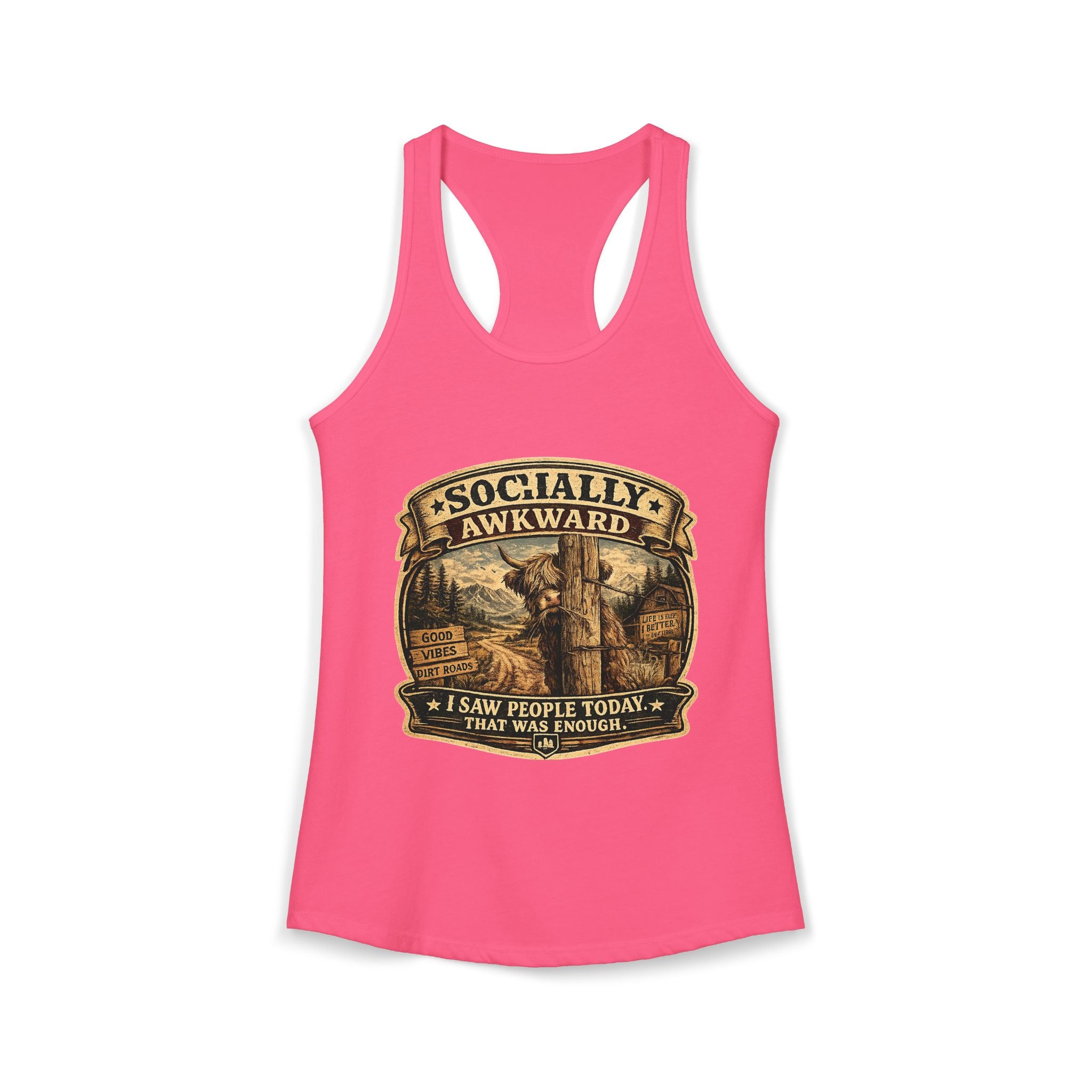 Socially Awkward Highland Cow Women's Ideal Racerback Tank