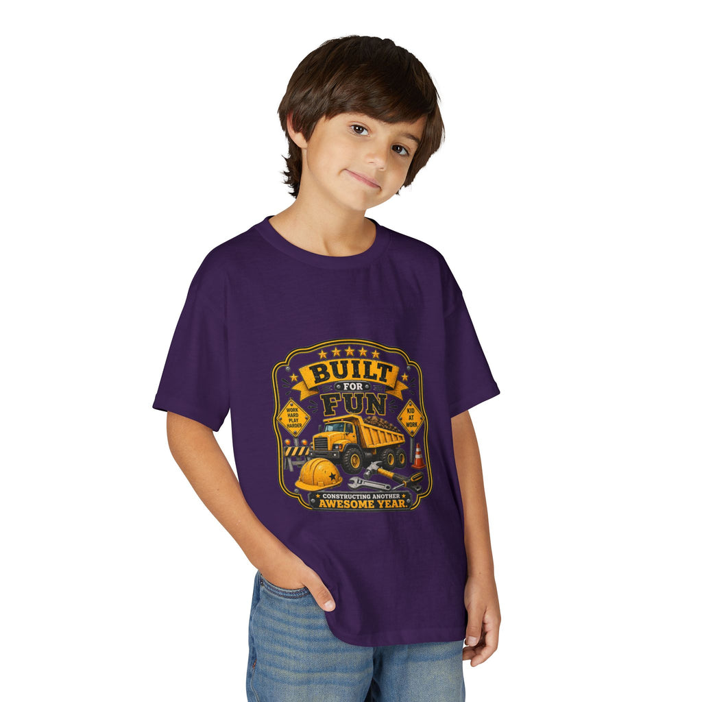 "Built For Fun" Graphic Tee Kids Construction Truck — T-Shirt