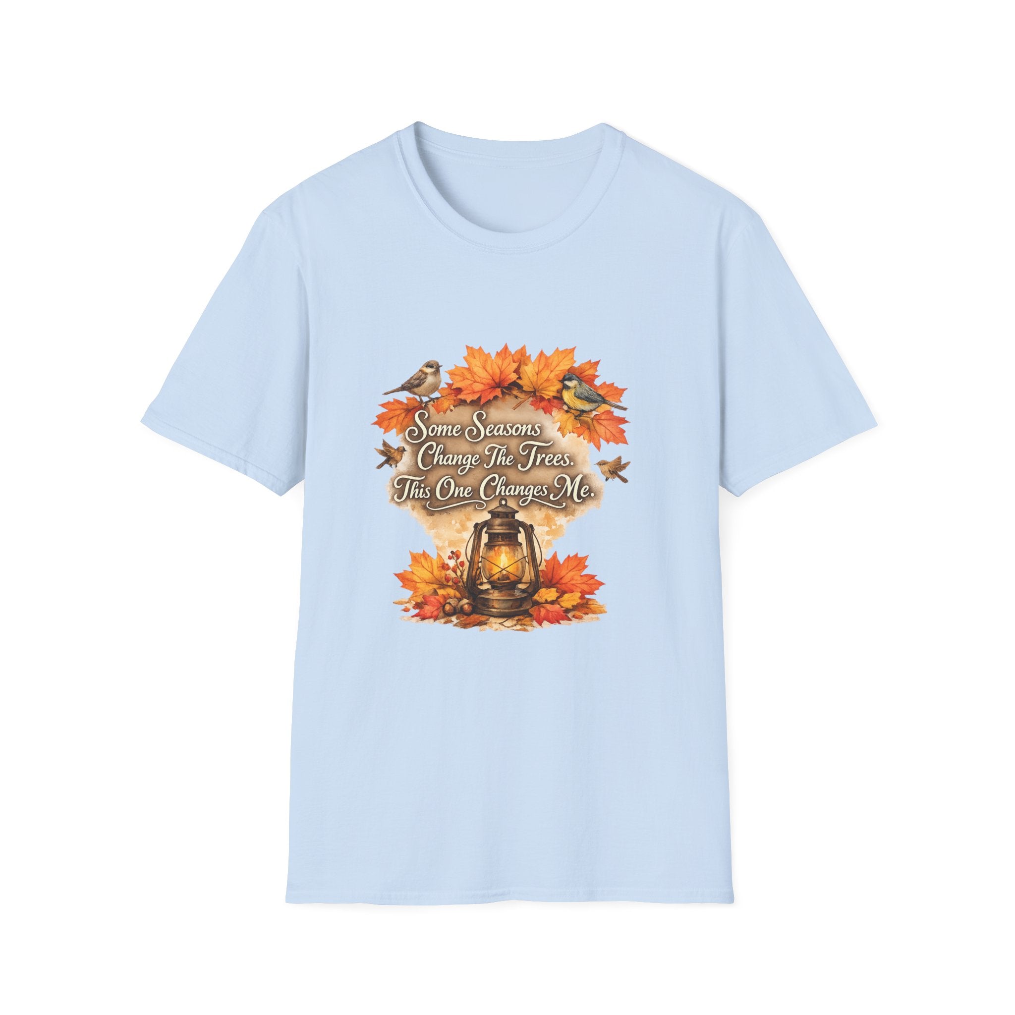 "Some Seasons Change The Trees, This One Changes Me" Autumn Bird Tee — Fall Leaves T-Shirt