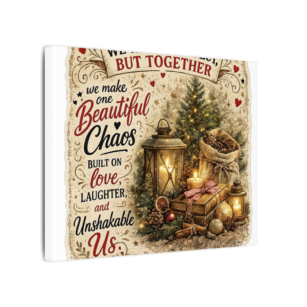 Christmas Family Canvas Wall Art — "We Aren't Perfect But Together" Holiday Decor