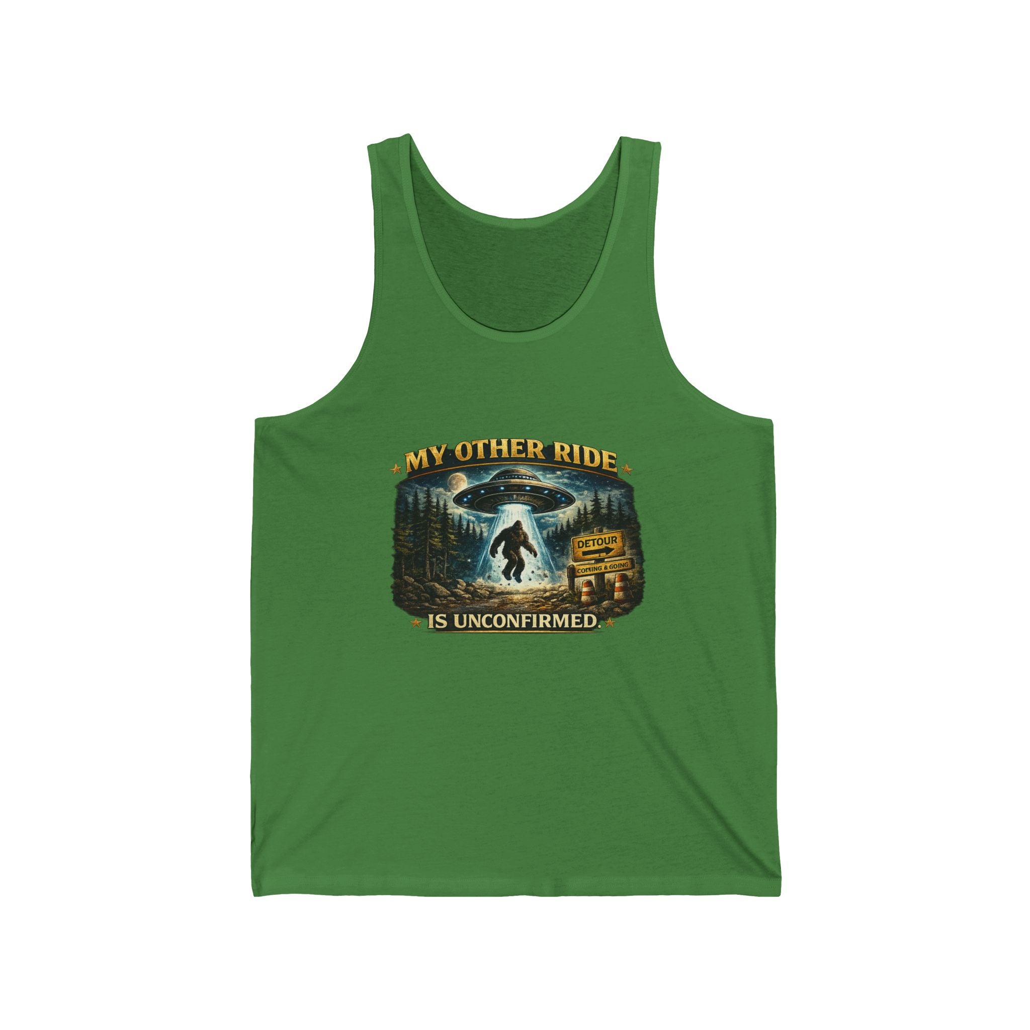 "My Other Ride is Unconfirmed" Cryptid Graphic Tank - Bigfoot UFO Tank Top