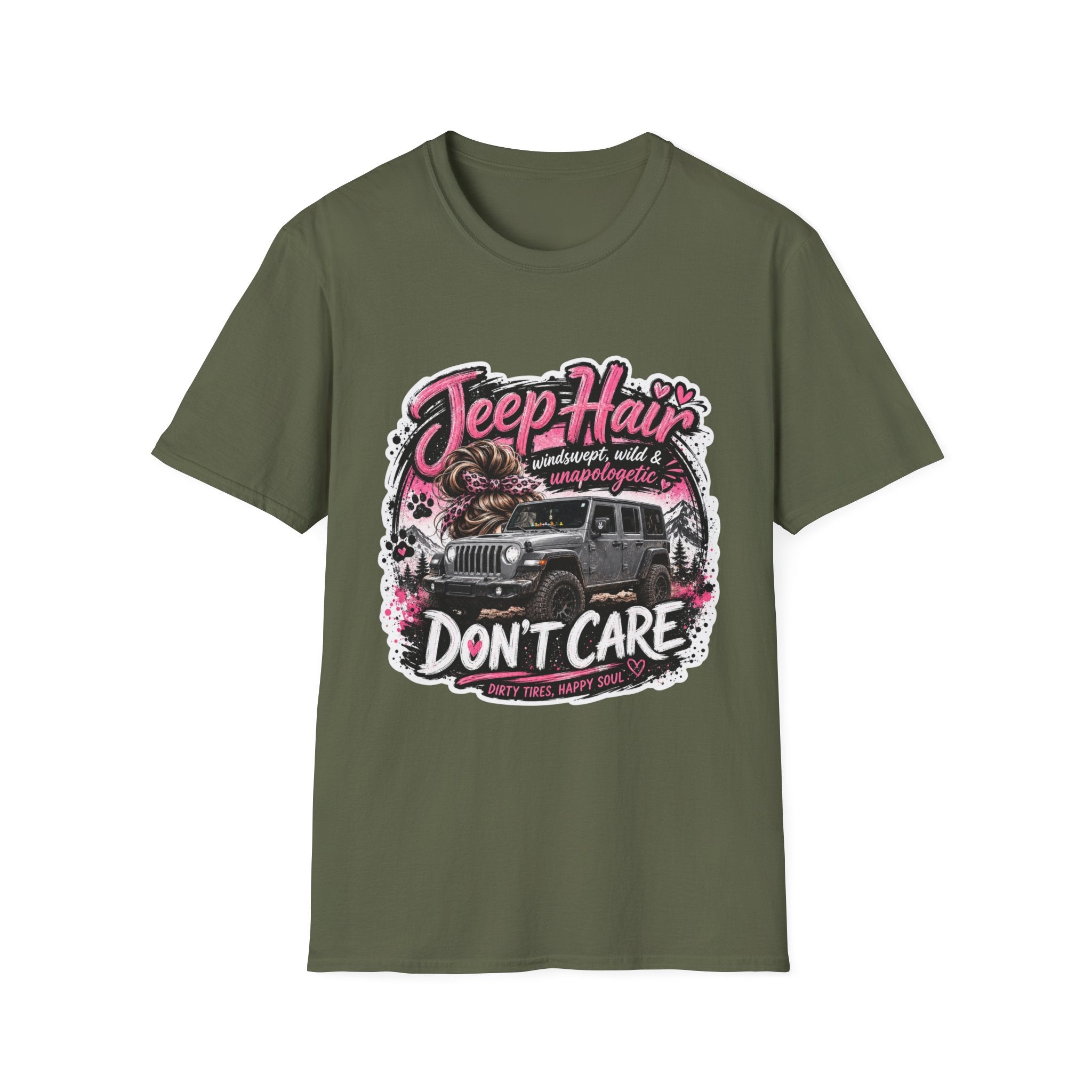 Jeep Hair Don't Care (Pink) Unisex Softstyle T-Shirt