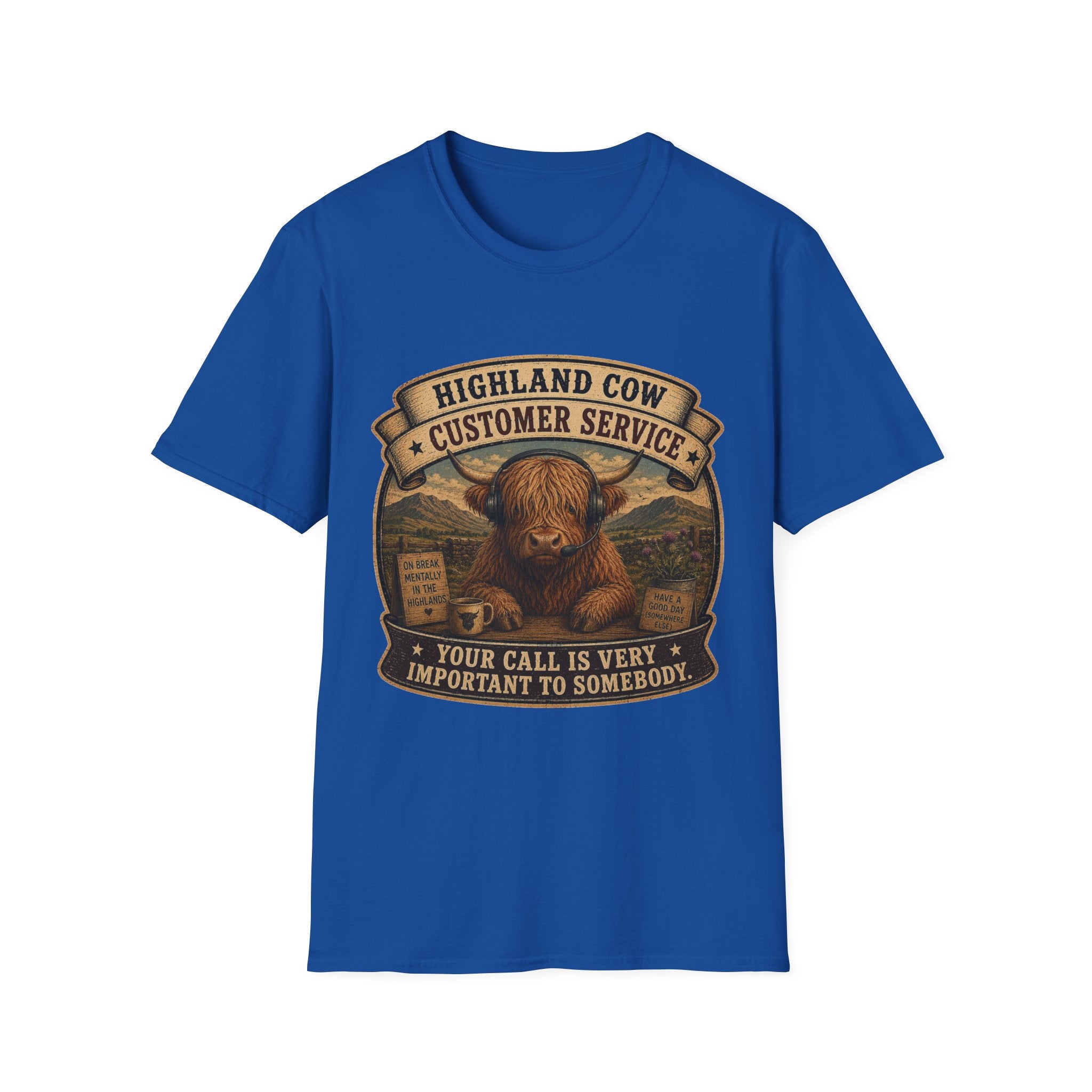 Highland Cow Customer Service Unisex Softstyle T-Shirt