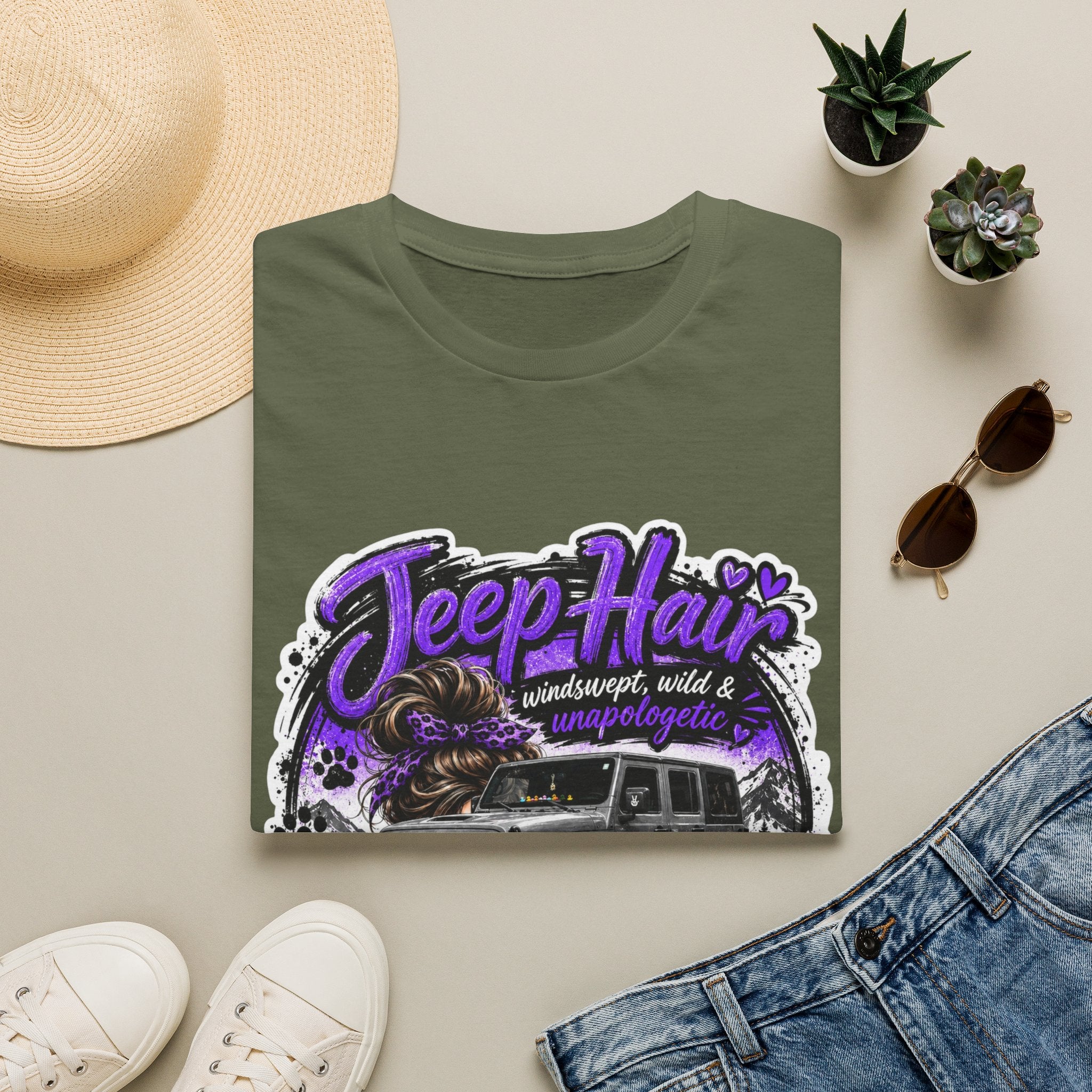 Jeep Hair Don't Care (Purple) Unisex Softstyle T-Shirt