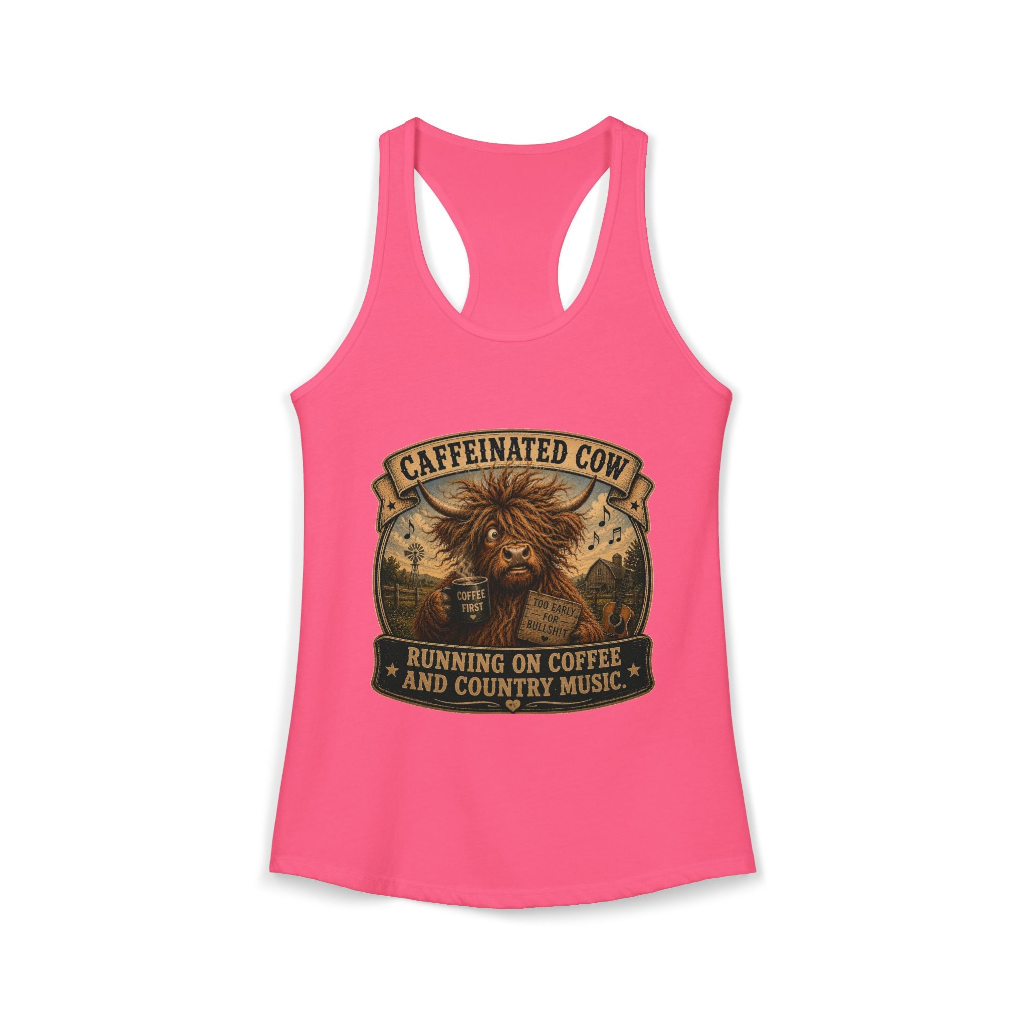 Caffeinated Cow Women's Ideal Racerback Tank