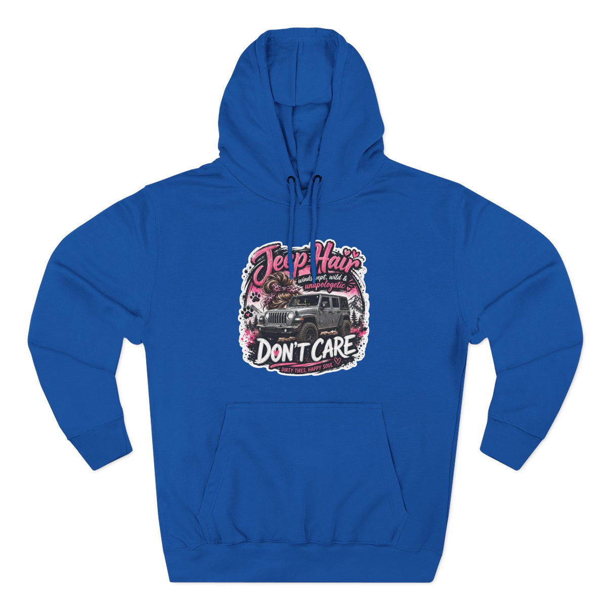 Jeep Hair Don't Care (Pink) Three-Panel Fleece Hoodie