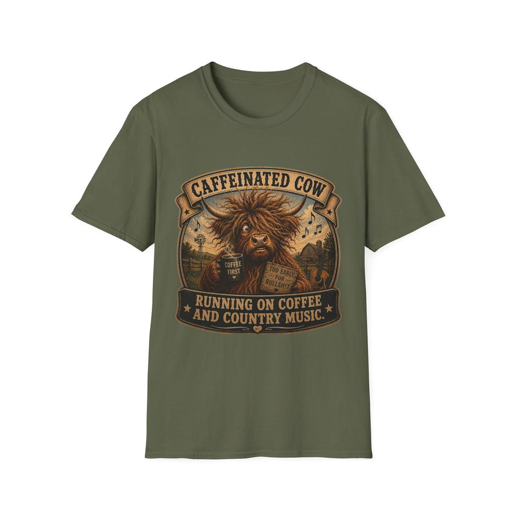 Caffeinated Cow Unisex Softstyle T-Shirt
